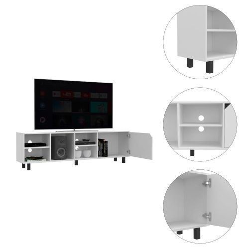 Valdivia Tv Stand for TV´s up 70", Four Open Shelves, Five Legs -White