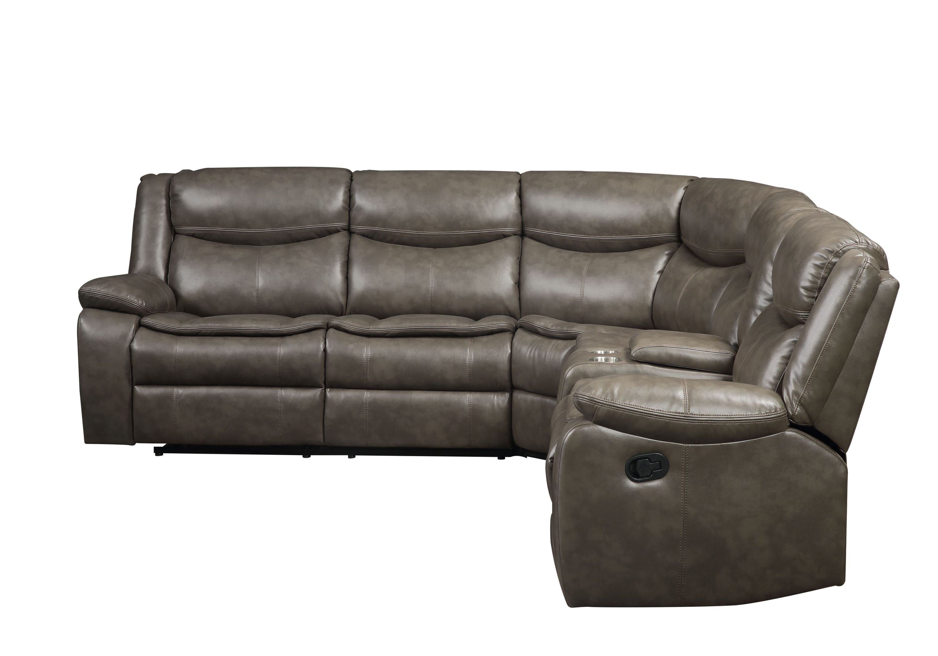 ACME Tavin Sectional Sofa (Motion), Taupe Leather-Aire Match 52540