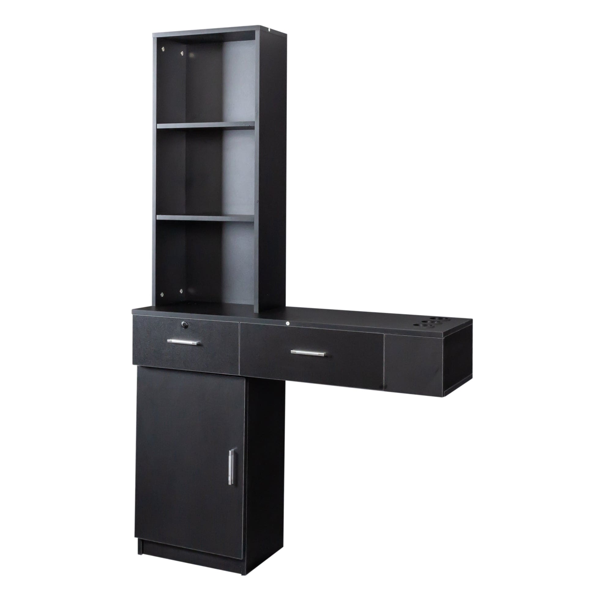 Black modern simple hair desk, multi-layer storage, large storage space