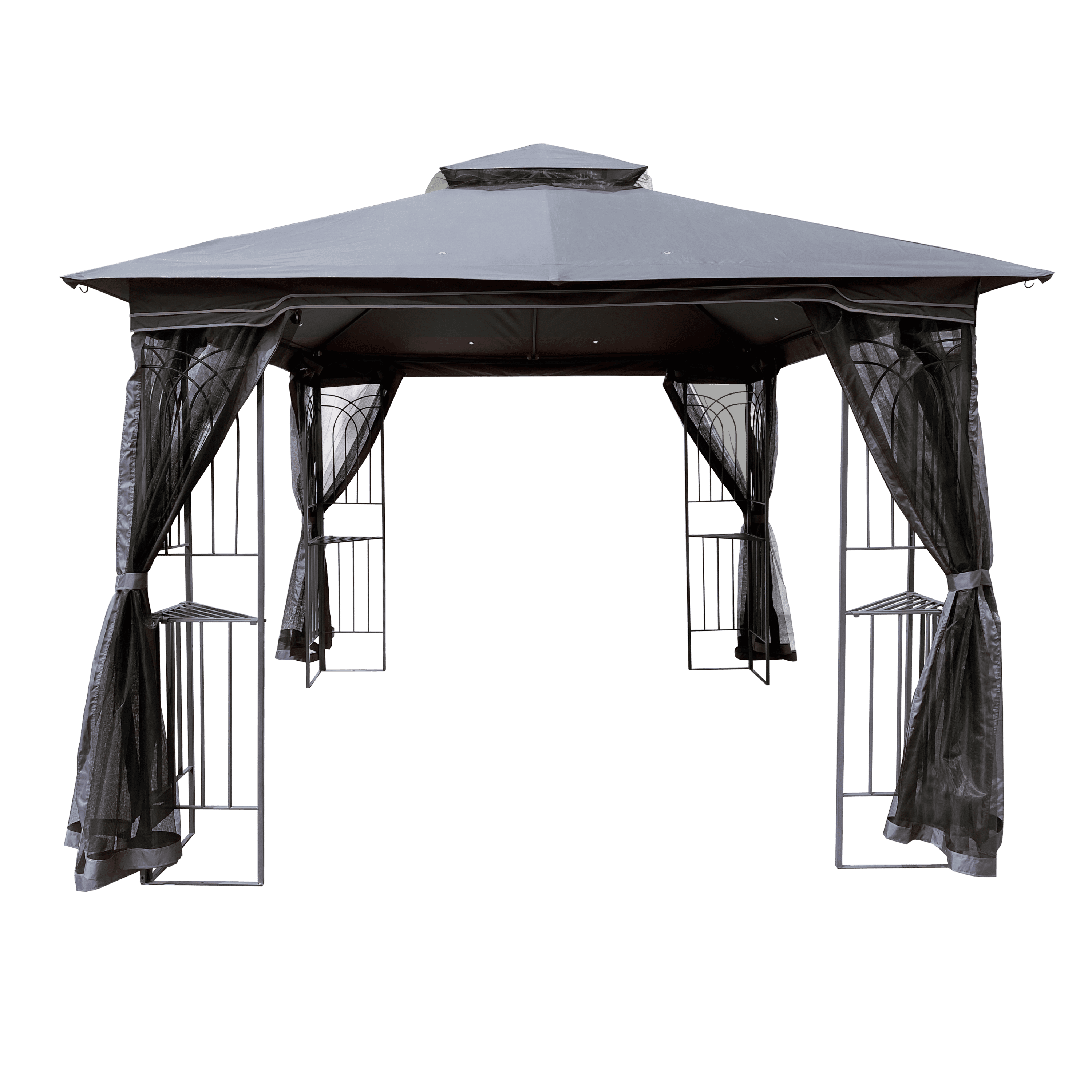 10x10 Outdoor Patio Gazebo Canopy Tent With Ventilated Double Roof And Mosquito net(Detachable Mesh Screen On All Sides),Suitable for Lawn, Garden, Backyard and Deck,Gray Top