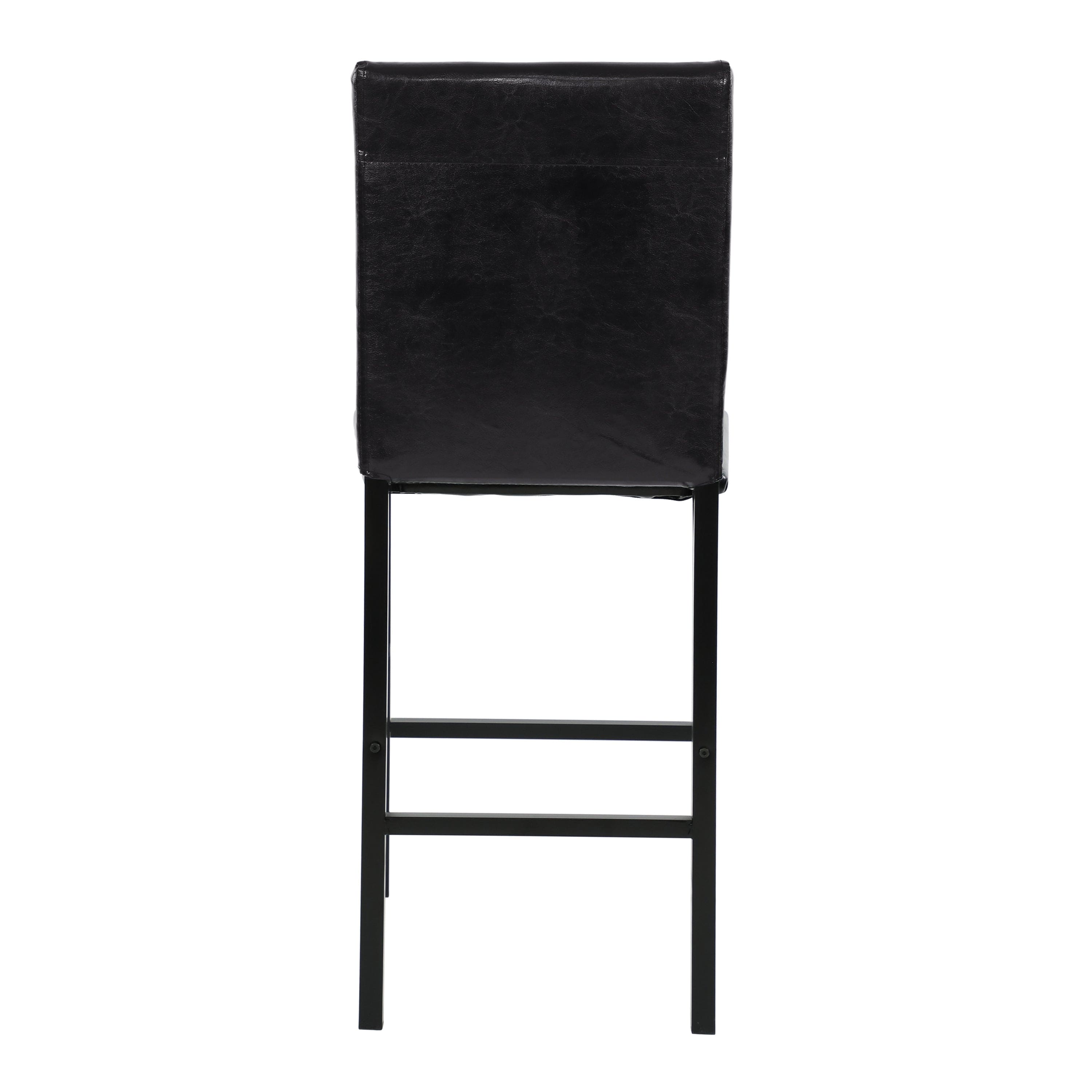 Metal Frame Counter Height Chairs Set of 4 Brown Faux Leather Seat Black Metal Finish Dining Chairs