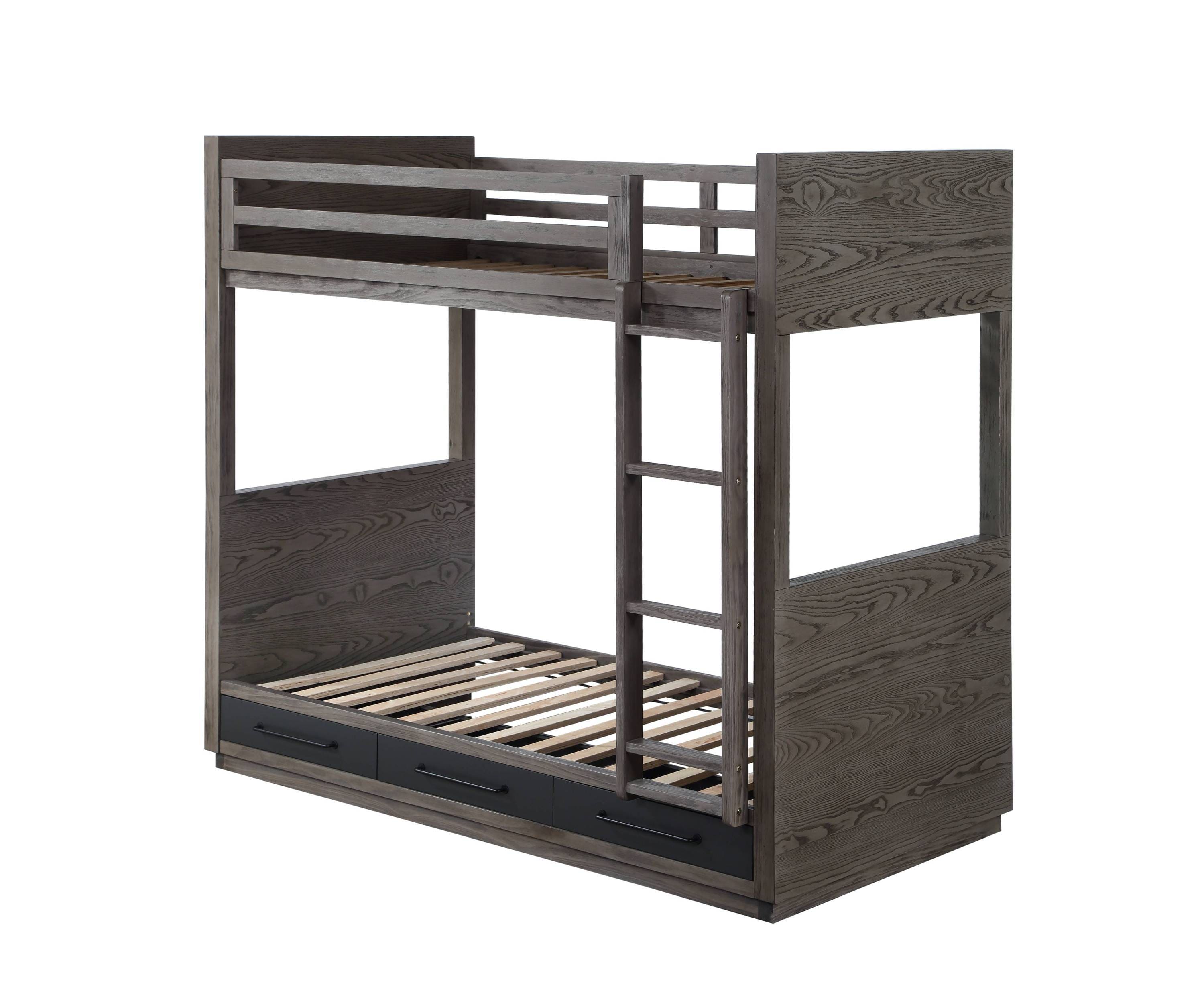 ACME Estevon T/T Bunk Bed in Gray Oak Finish BD00613