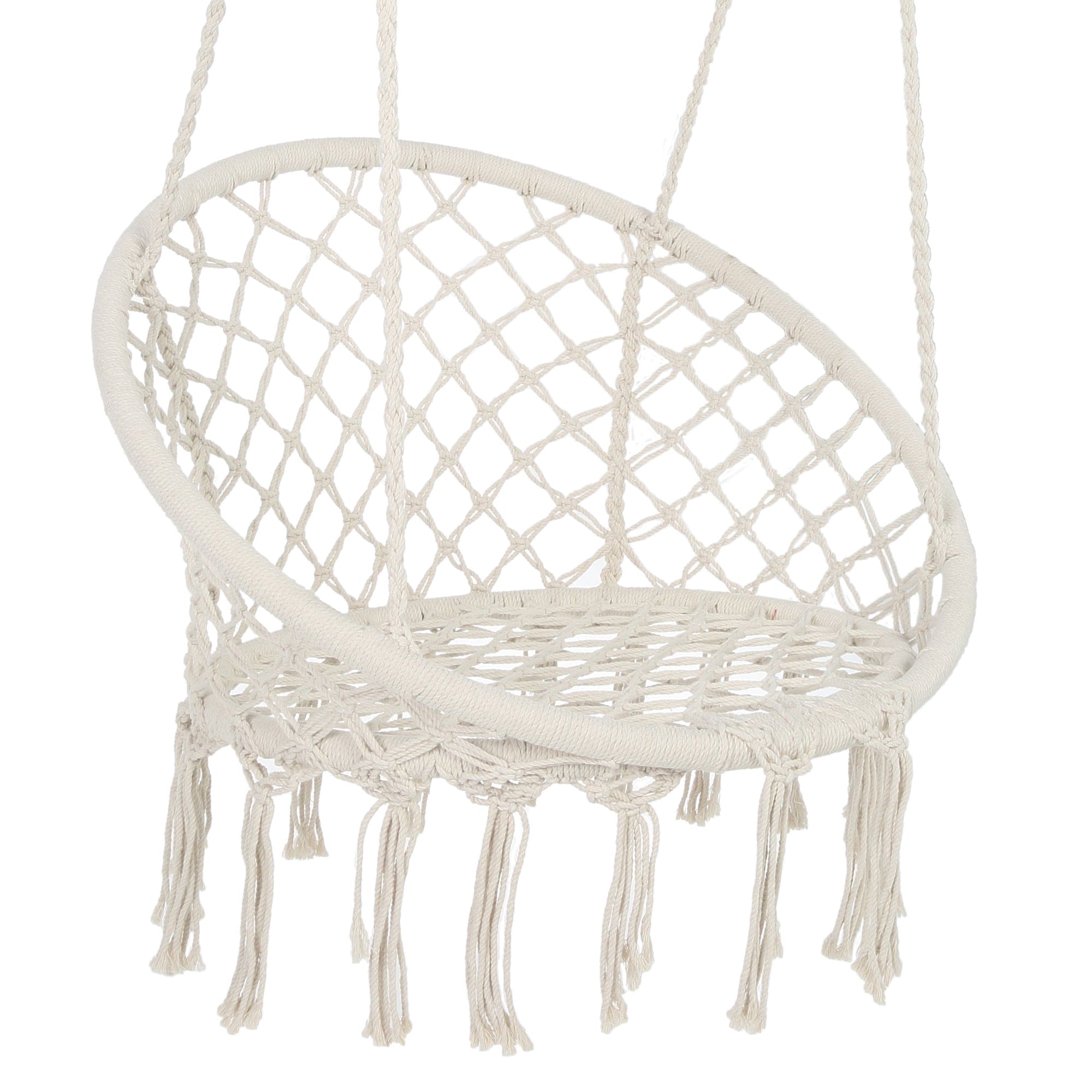 Hammock Chair Macrame Swing  Max 330 Lbs Hanging Cotton Rope Hammock Swing Chair for Indoor and Outdoor