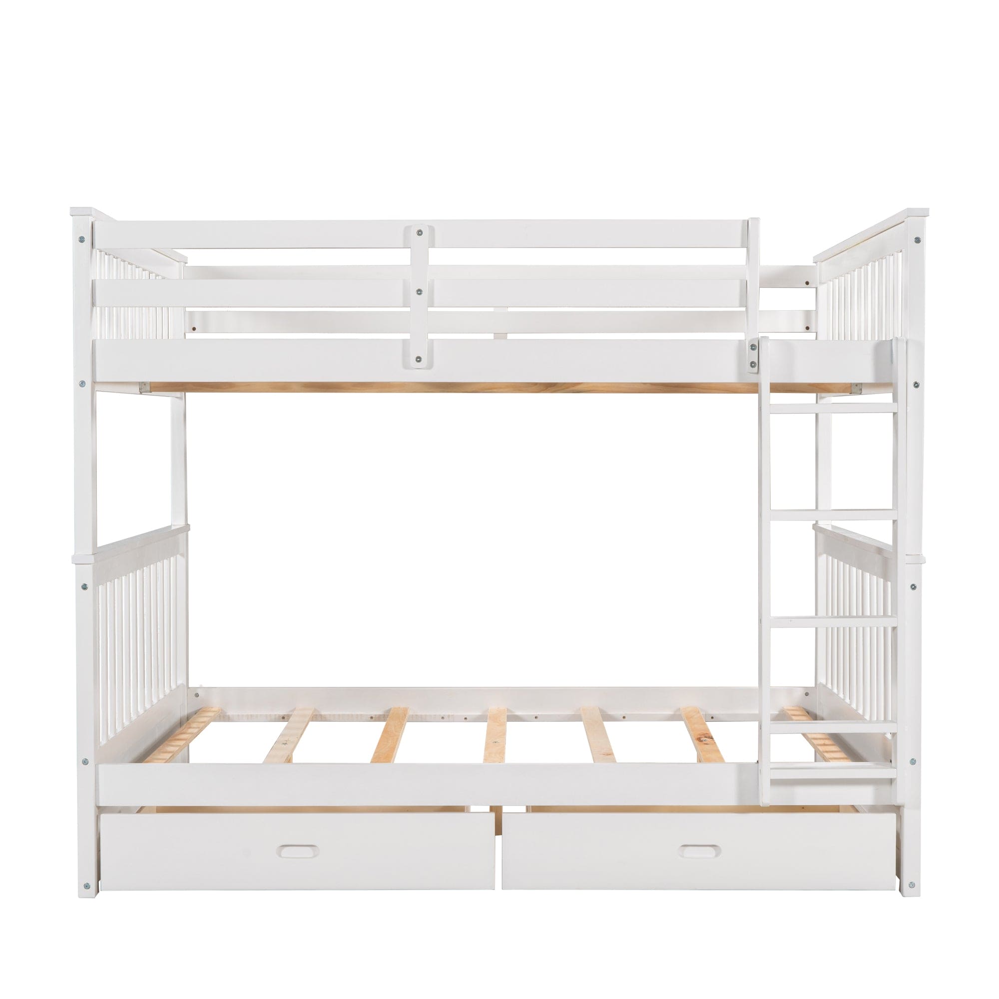 Full-Over-Full Bunk Bed with Ladders and Two Storage Drawers (White)(OLD SKU:LT000365AAK)