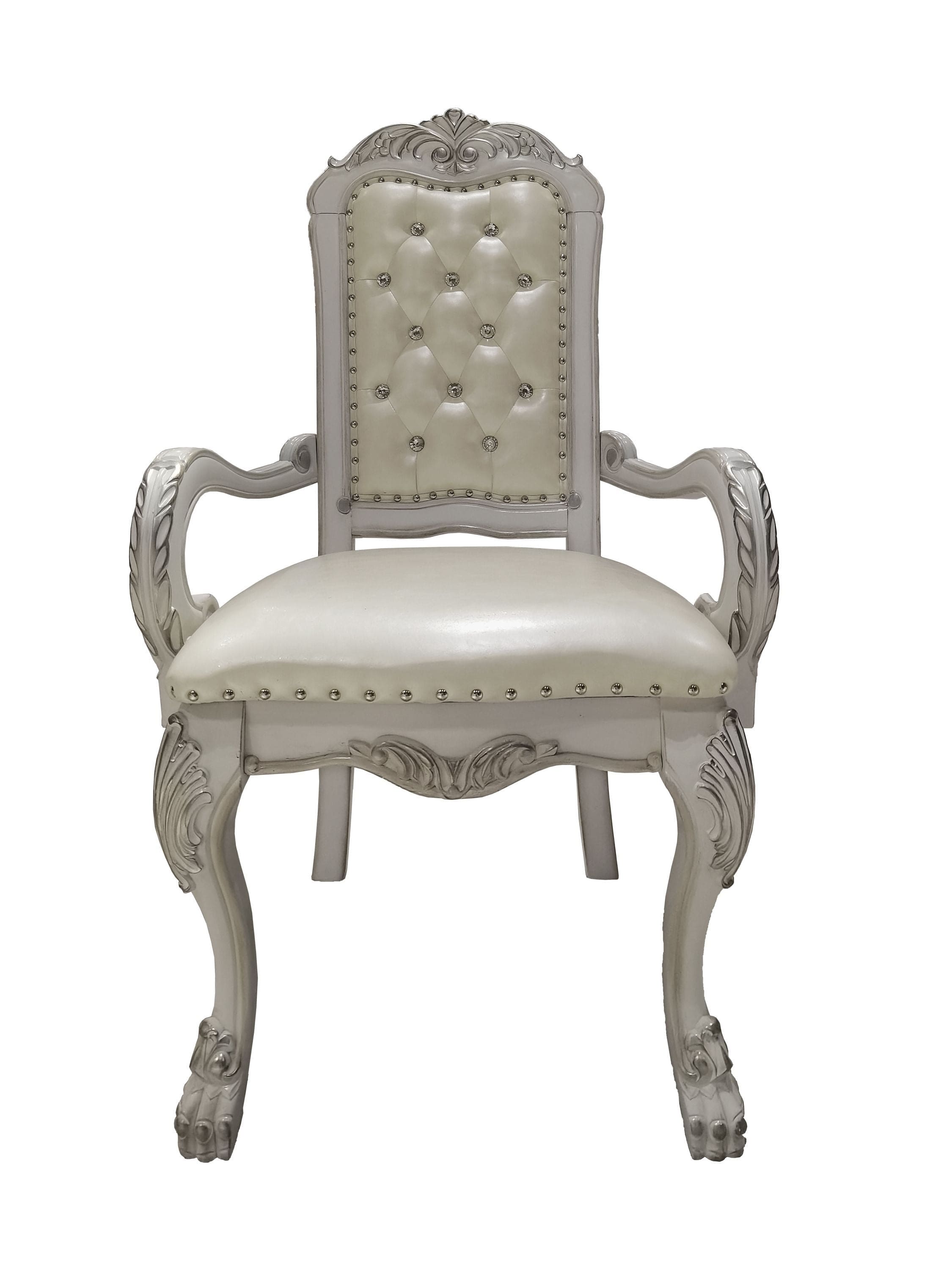 ACME Dresden  Arm Chair (Set-2) in PU & Bone White Finish DN01697