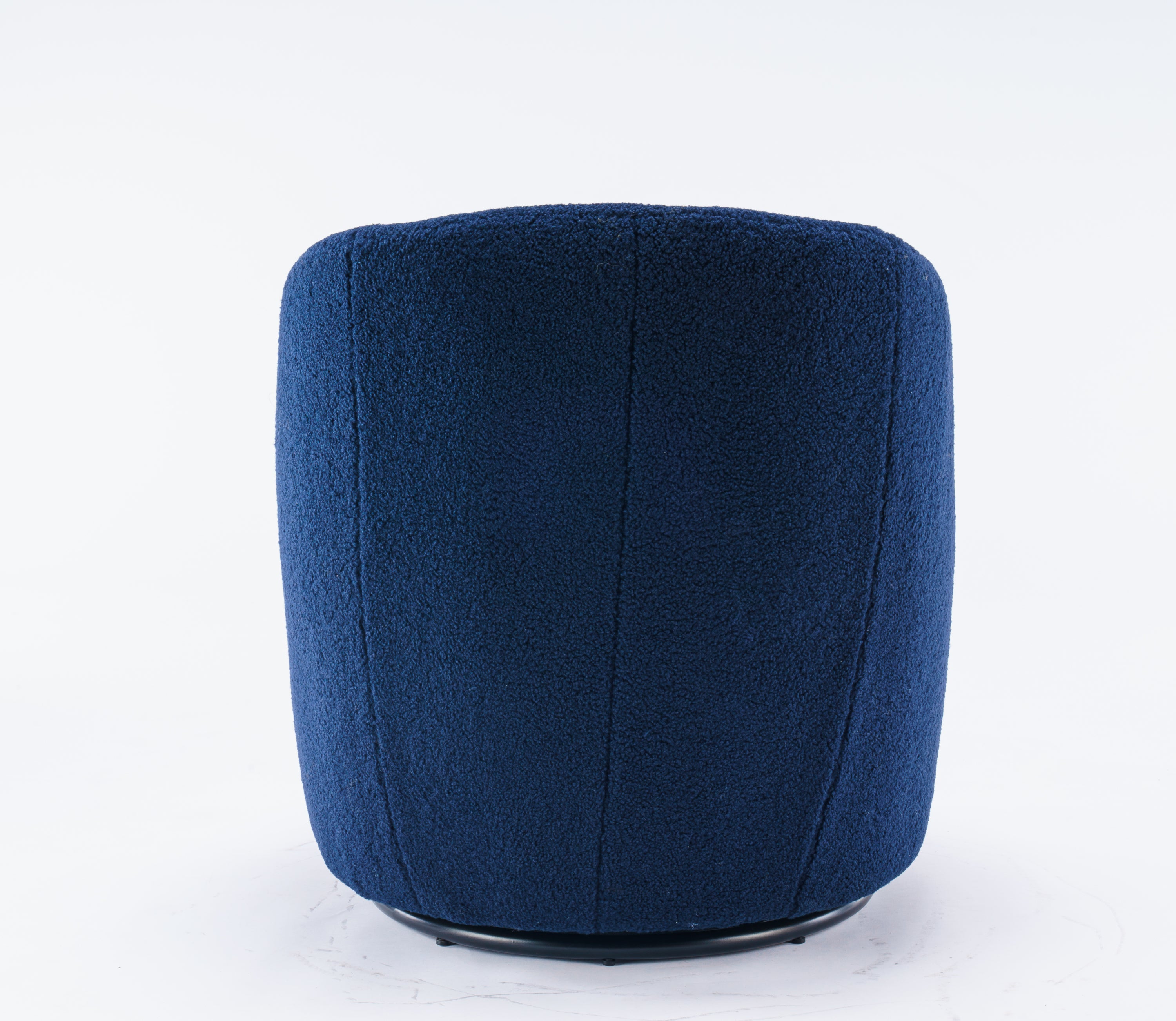 Teddy Fabric Swivel Accent Armchair Barrel Chair With Black Powder Coating Metal Ring,Dark Blue