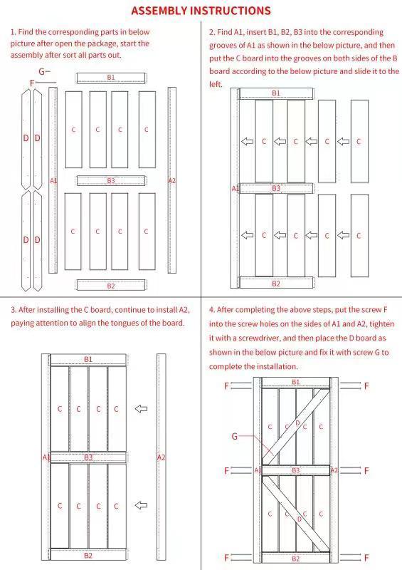 CRAZY ELF 36" x 84" "K" Style Wood Primed Standard Barn Door Slab, DIY Unfinished Solid Wood Paneled Door, Interior Single Door Slab, Pre-Drilled Ready to Assemble