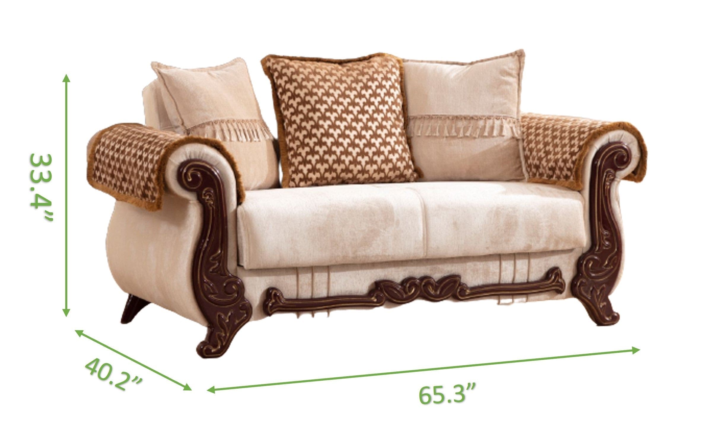 Carmen Loveseat Made With Chenille Upholstery in Beige Color