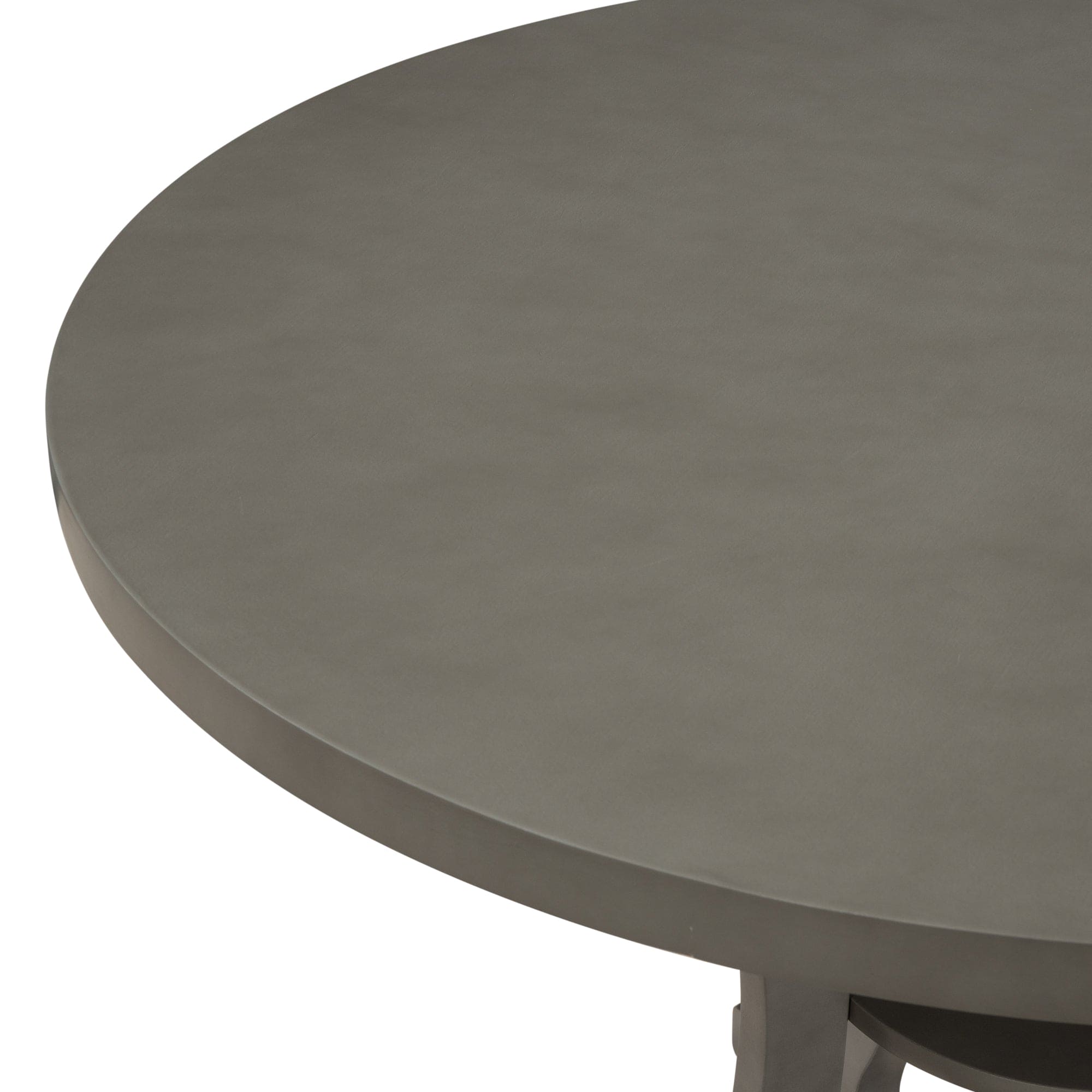 TREXM 5-Piece Round Dining Table and Chair Set with Special-shaped Legs and an Exquisitely Designed Hollow Chair Back for Dining Room (Gray)