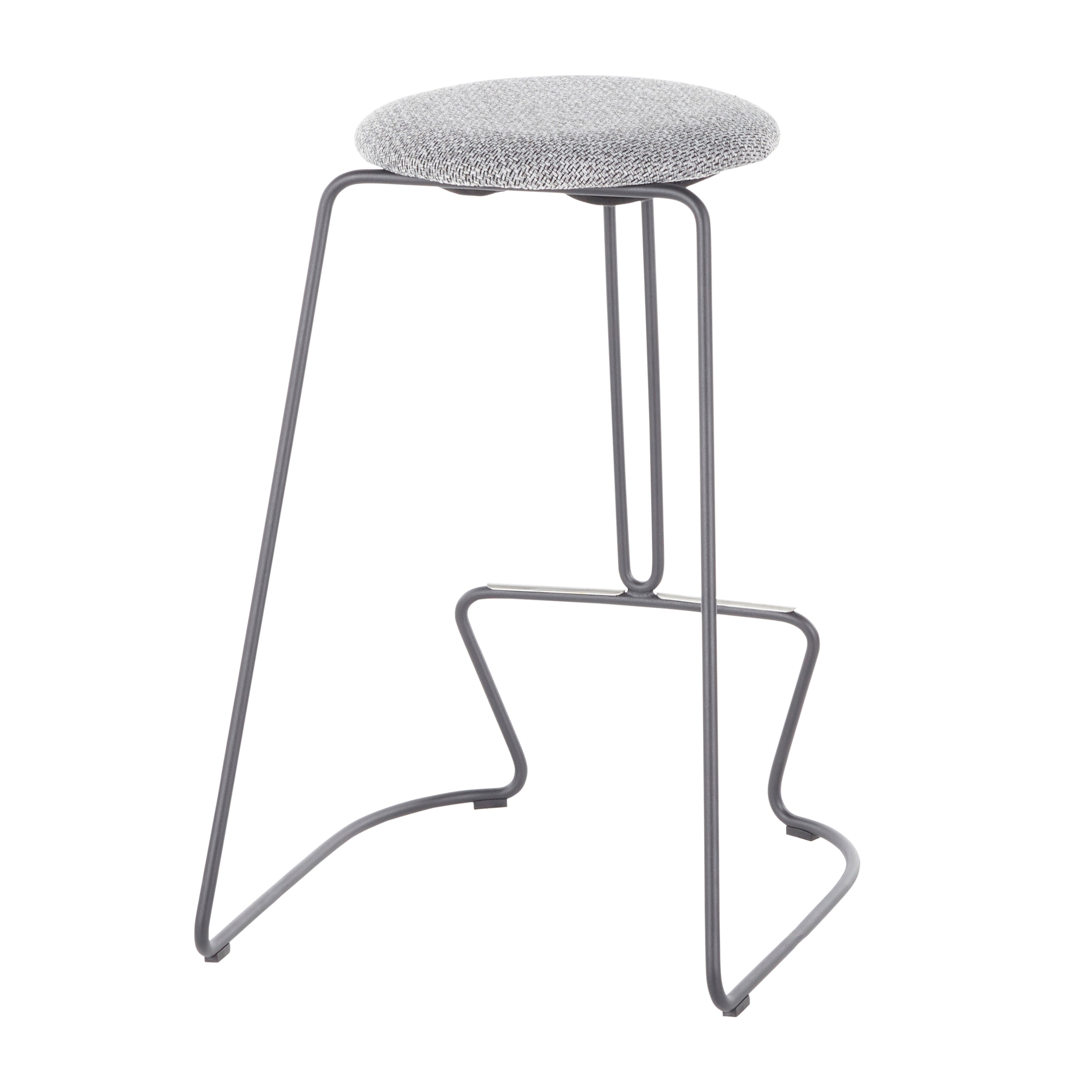 Finn Contemporary Counter Stool in Grey Steel and Charcoal Fabric by LumiSource - Set of 2