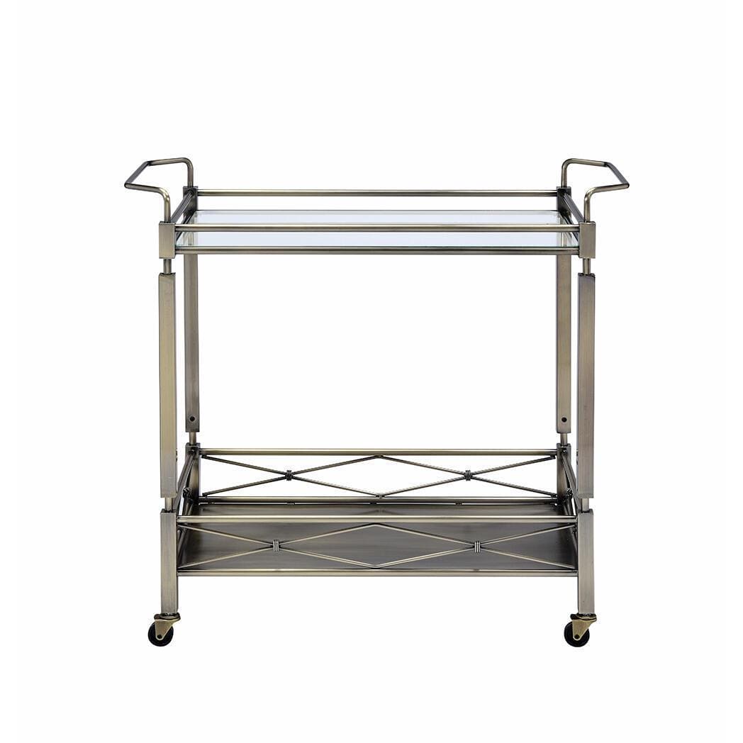 ACME Matiesen Serving Cart, Antique Gold & Clear Glass 98350