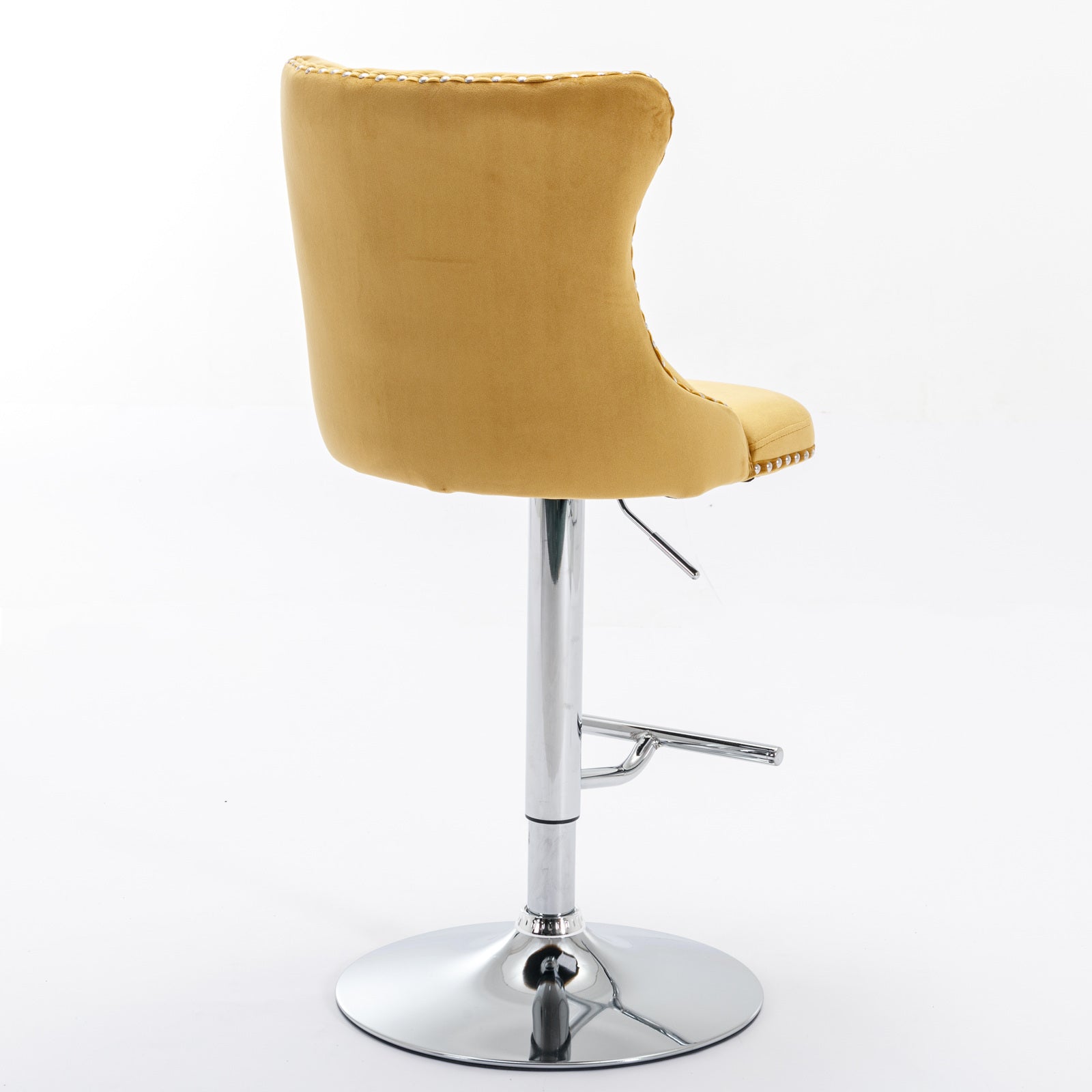 A&A Furniture,Swivel Velvet Barstools Gold,Set of 2