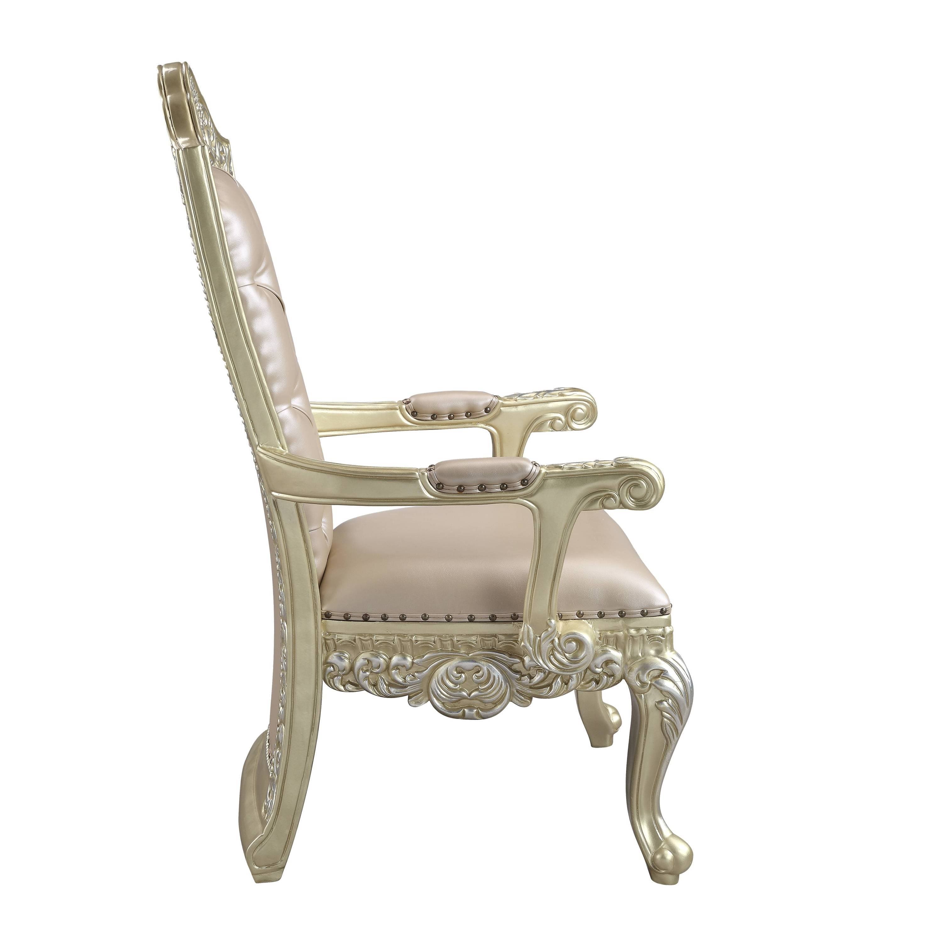 ACME Vatican Arm Chair (1Pc/1Ctn), PU & Champagne Silver Finish DN00469