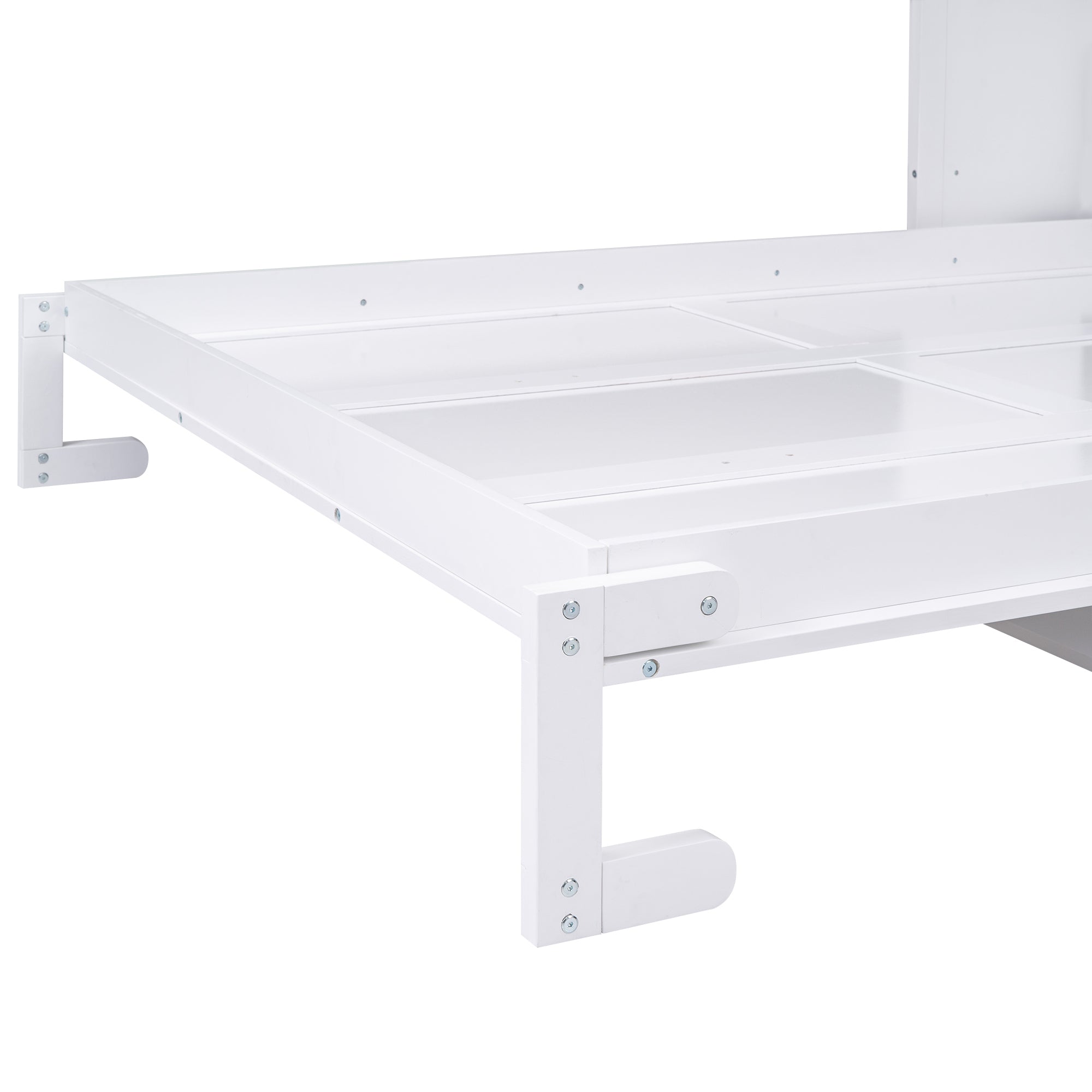 Queen Size Murphy Bed with a Shelf, White