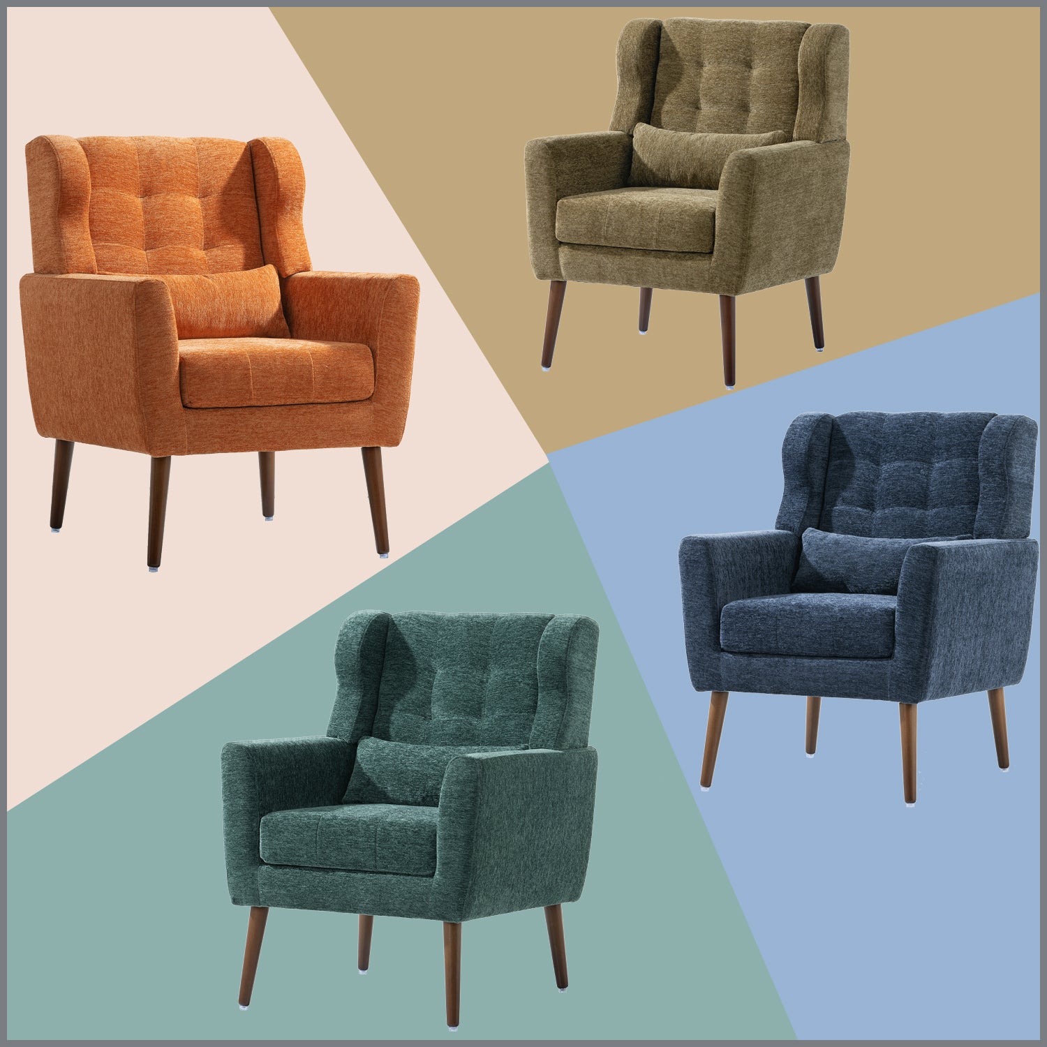 Modern Accent Chair Upholstered Foam Filled Living Room Chairs Comfy Reading Chair Mid Century Modern Chair with Chenille Fabric Lounge Arm Chairs Armchair for Living Room Bedroom