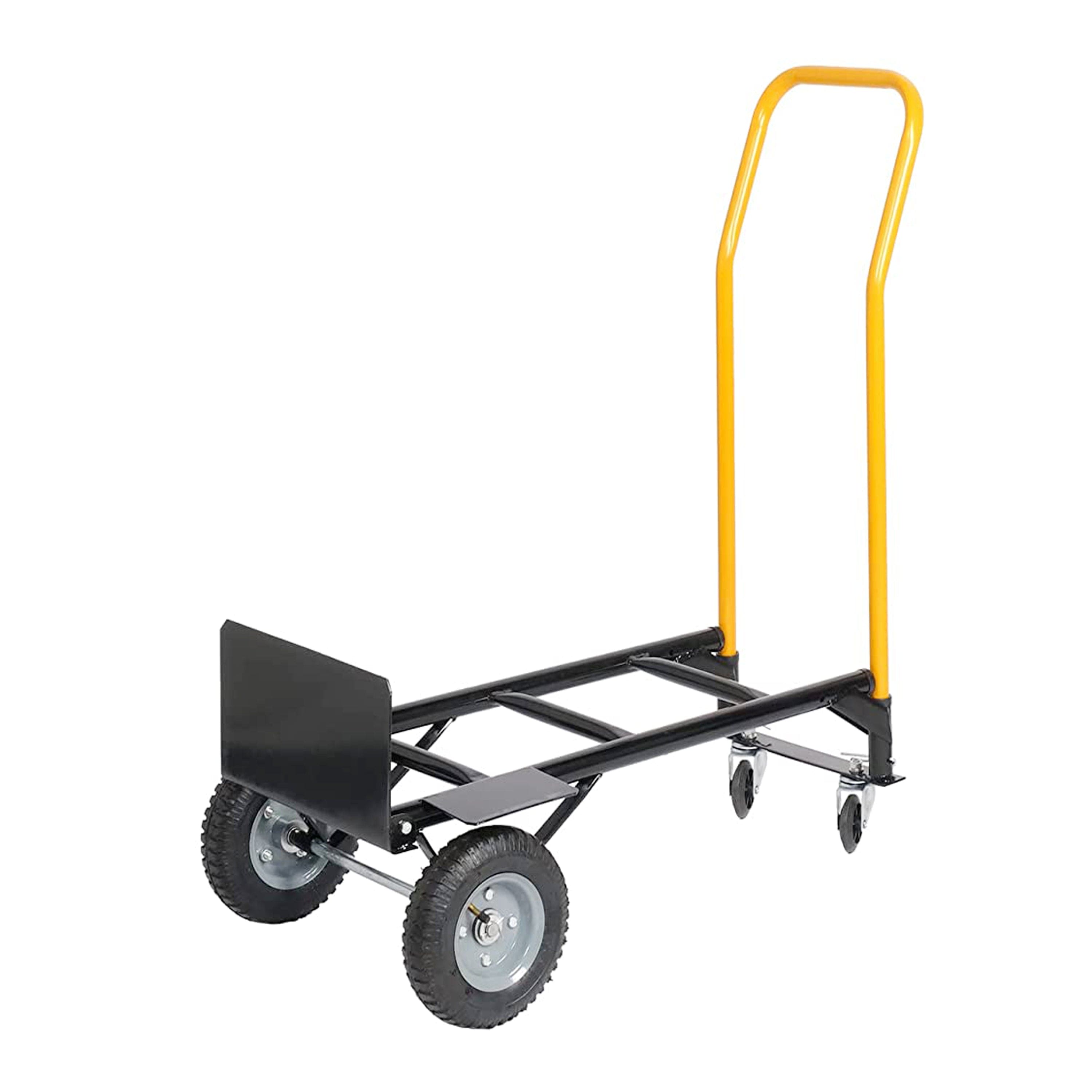 Hand Truck Dual Purpose 2 Wheel Dolly Cart and 4 Wheel Push Cart with Swivel Wheels 330 Lbs Capacity Heavy Duty Platform Cart for Moving/Warehouse/Garden/Grocery