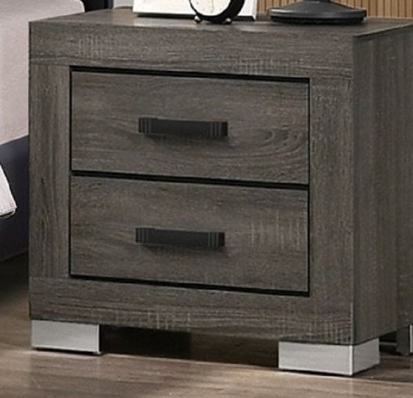 Bedroom Furniture Traditional Look Unique Wooden Nightstand Drawers Bed Side Table Grey