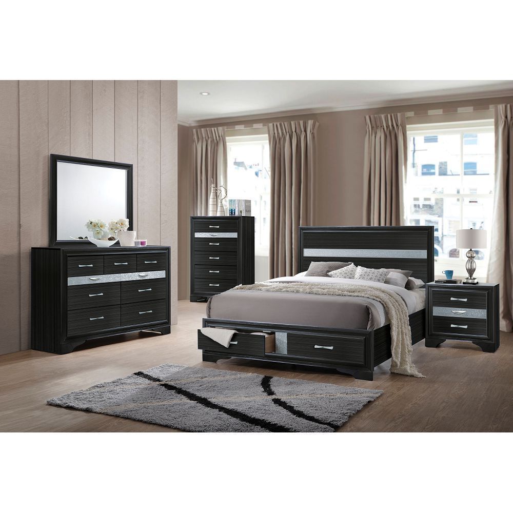 ACME Naima Eastern King Bed in Black 25897EK