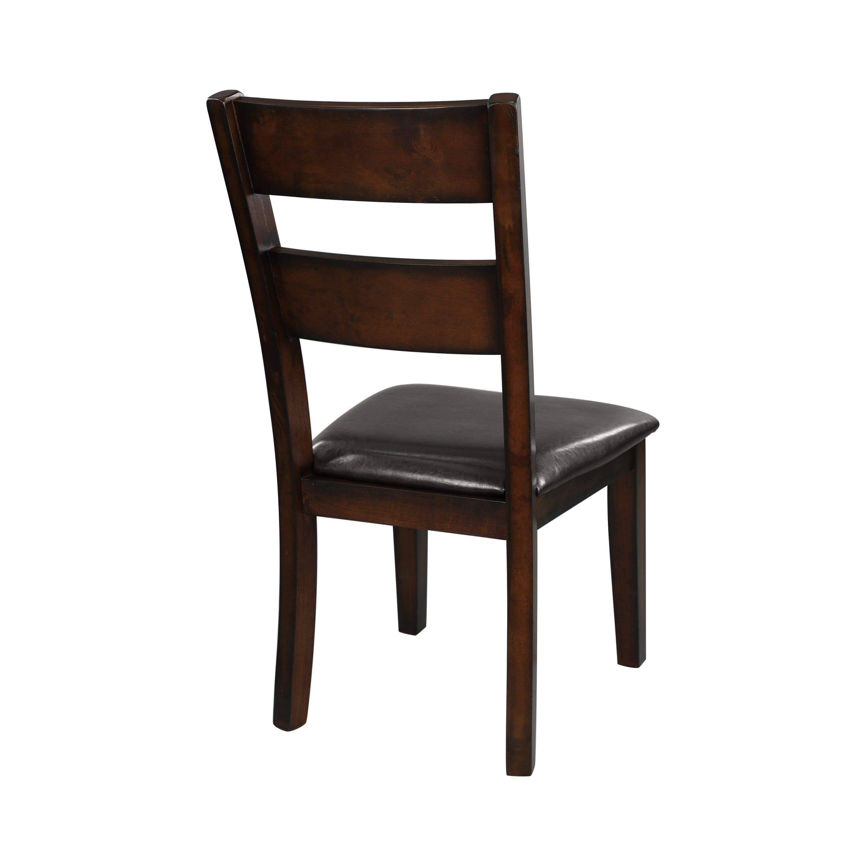 Cherry Finish Classic Style Set of 2 Side Chairs Mango Veneer Faux Leather Upholstered Transitional Dining Furniture