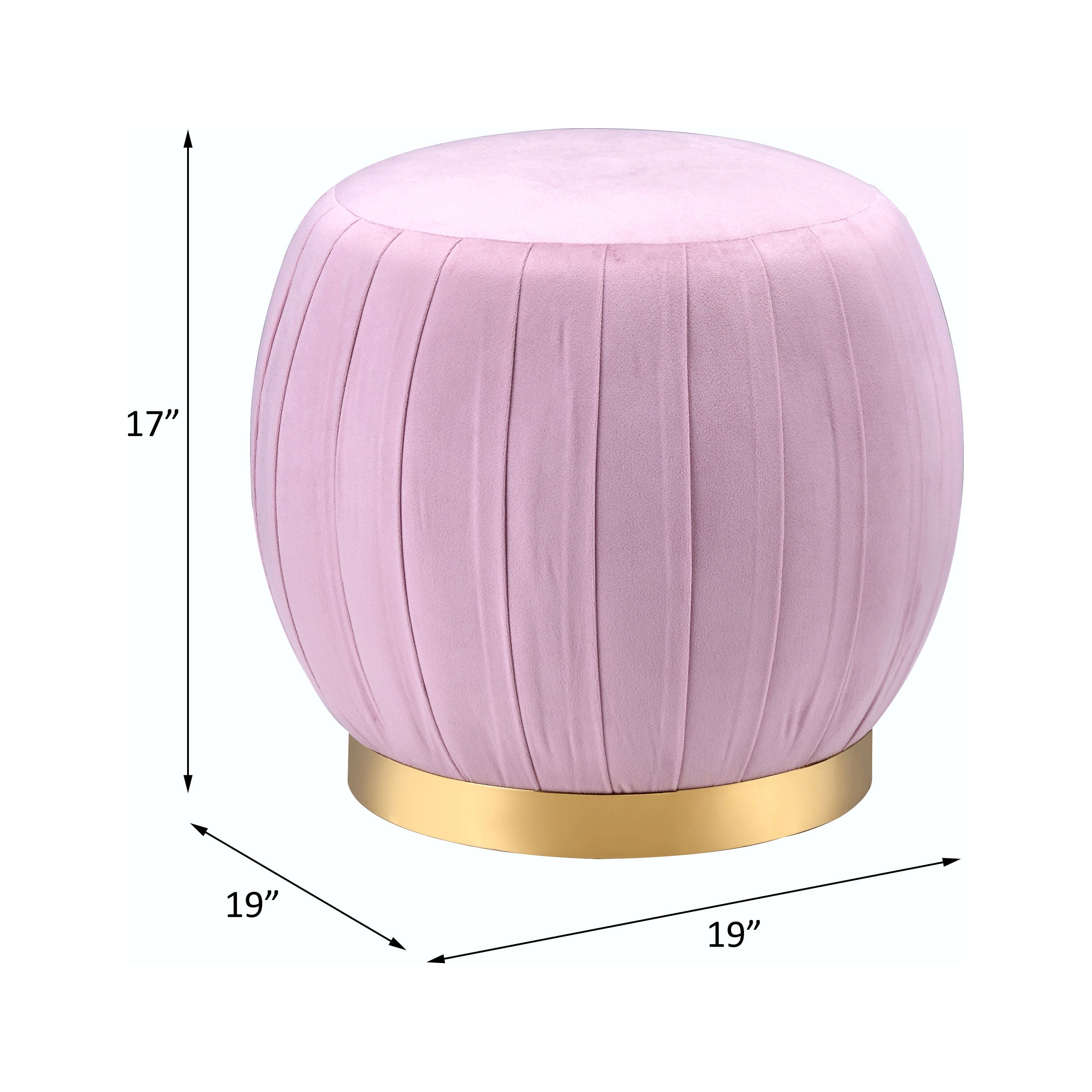 ACME Zinnia Ottoman, Pink Carnation Velvet & Gold 96448