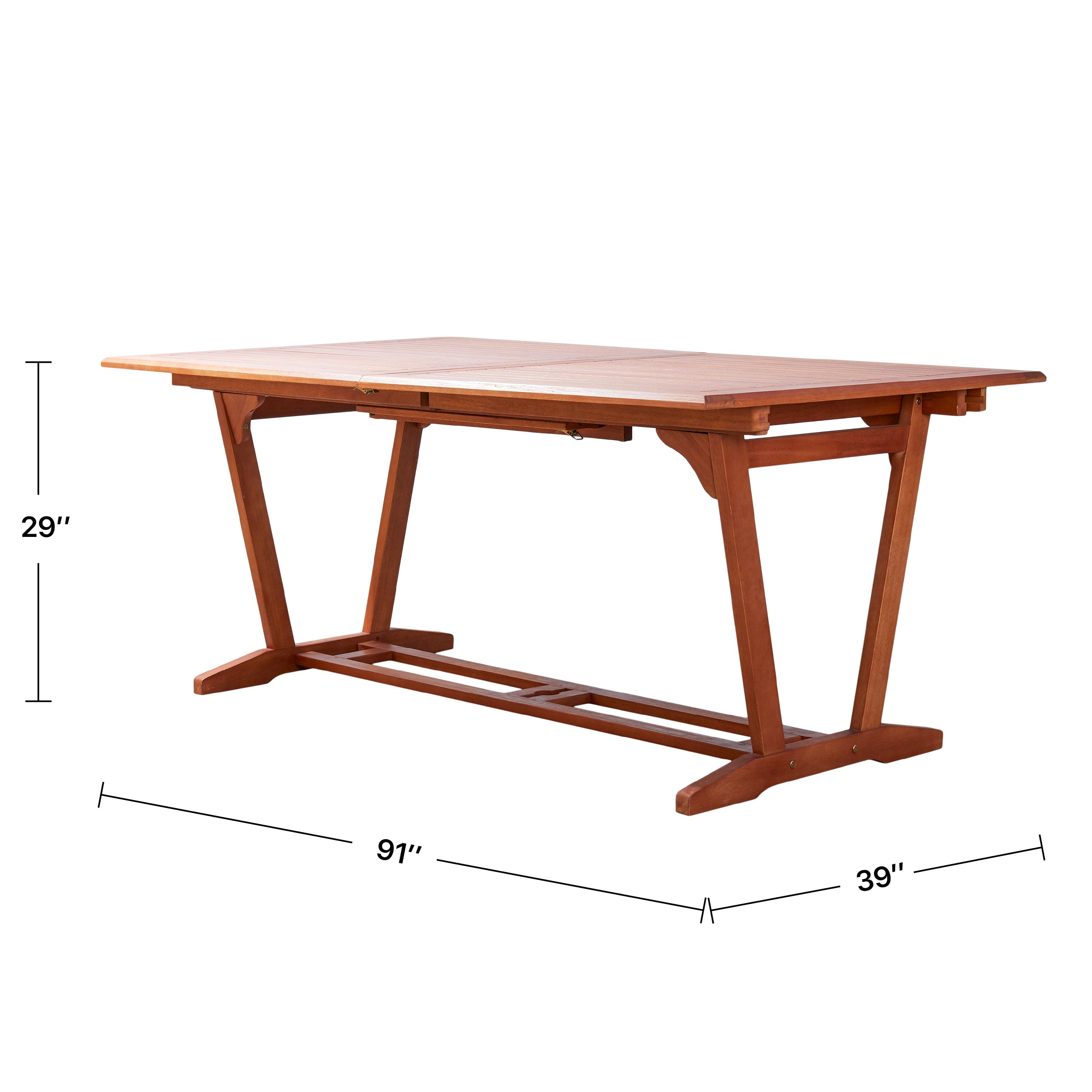 Carlton Reddish Brown Tropical Wood Patio  Dining Table with Folding Extension