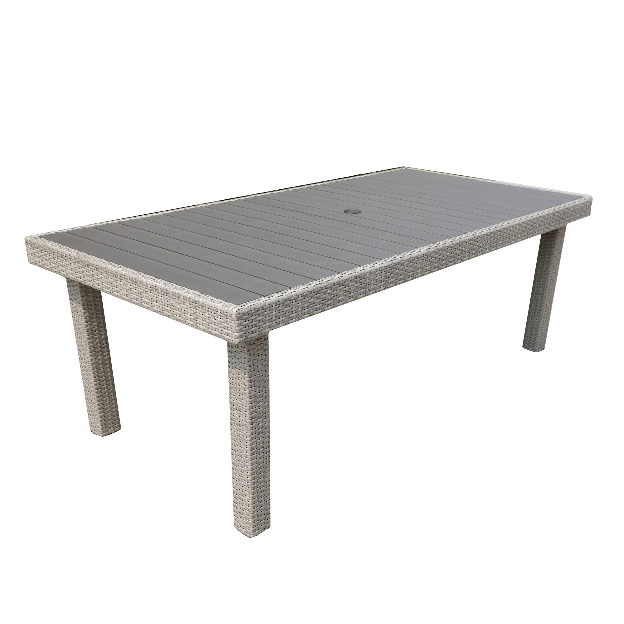 Balcones Outdoor Furniture, Wicker Rectangular Dining Table, Gray