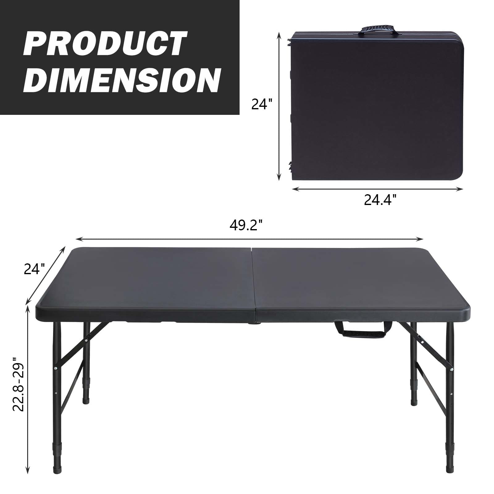 4ft Foldable dining table ideal for camping and dining, high load and easy to clean