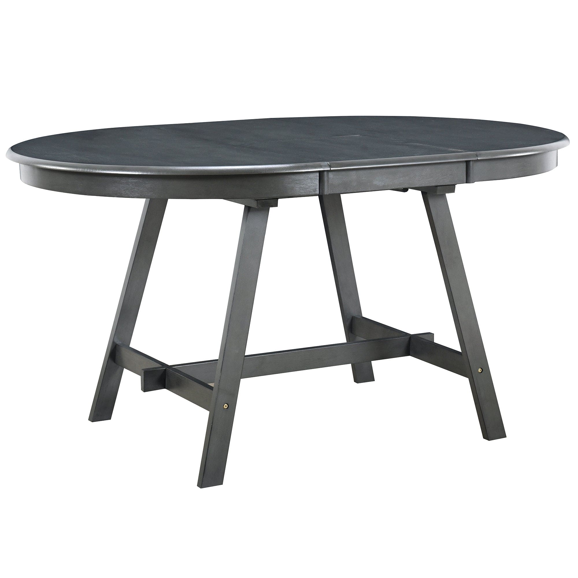 TREXM Wood Dining Table Round Extendable Dining Table for Dining Room (Gray)