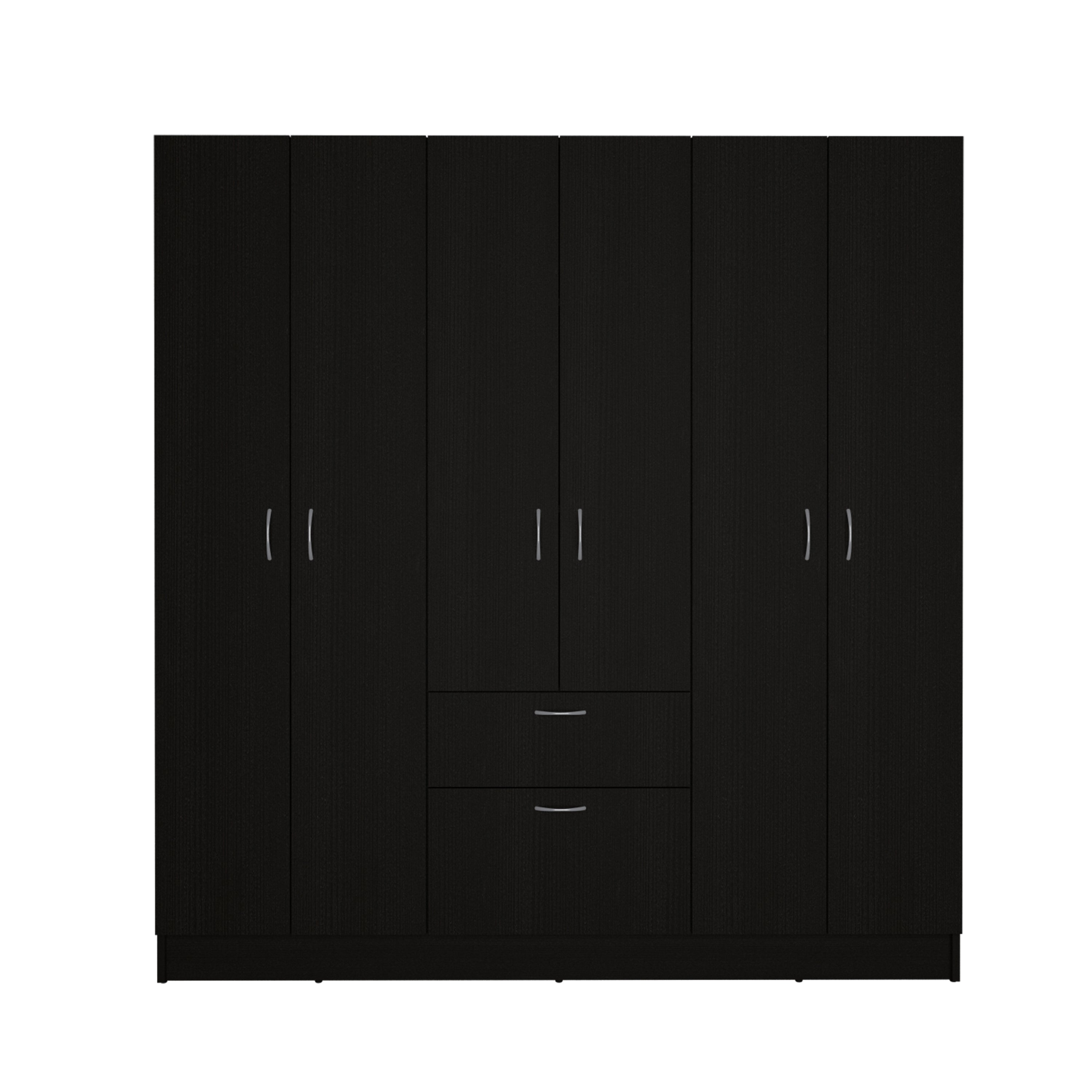 Davenport 1-Drawer Rectangle 6-Door Armoire Black Wengue and White