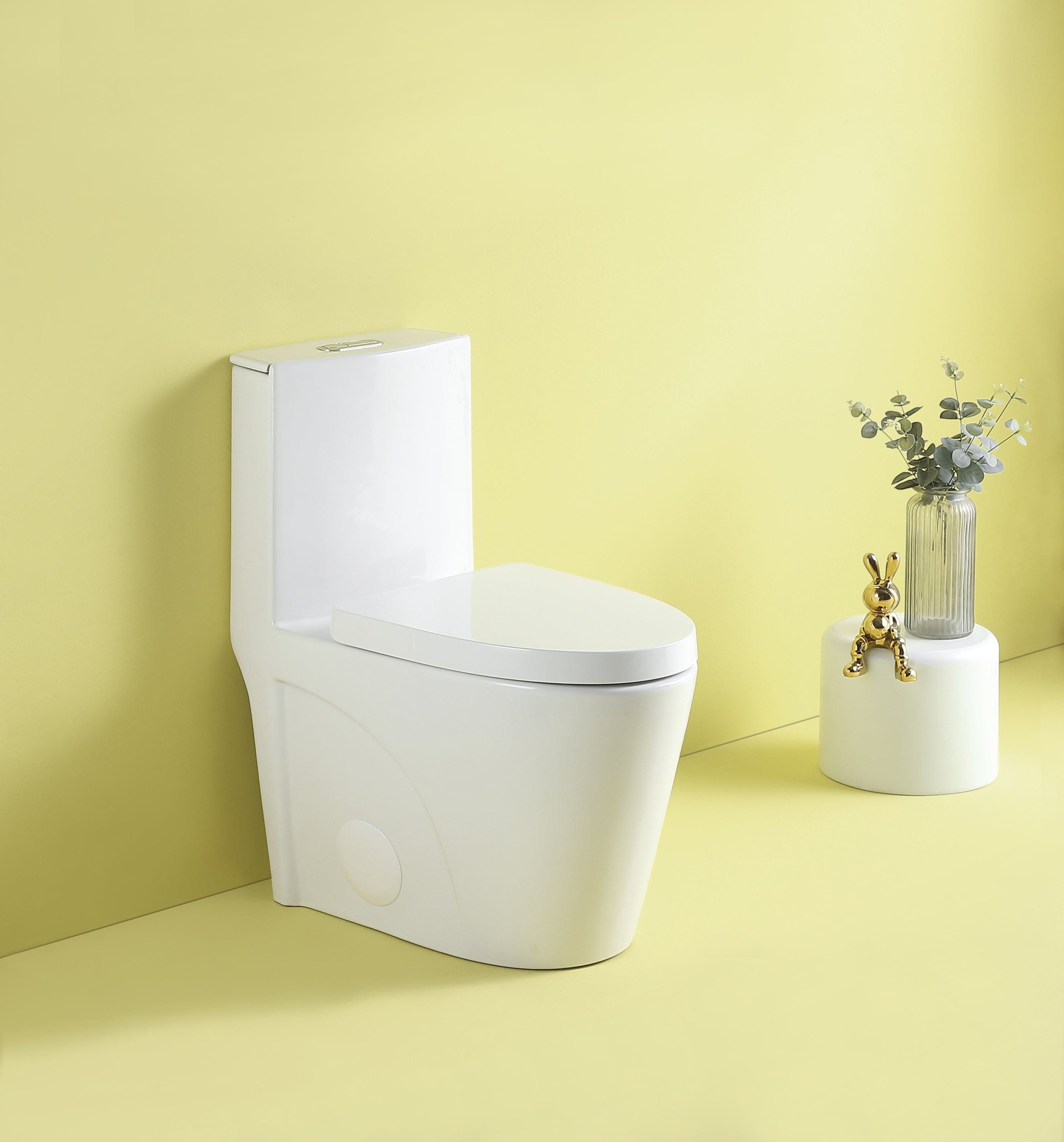 1.1/1.6 GPF Dual Flush 1-Piece Elongated Toilet with Soft-Close Seat - Gloss White,  Water-Saving, Modern, Stylish Design 23T01-GW