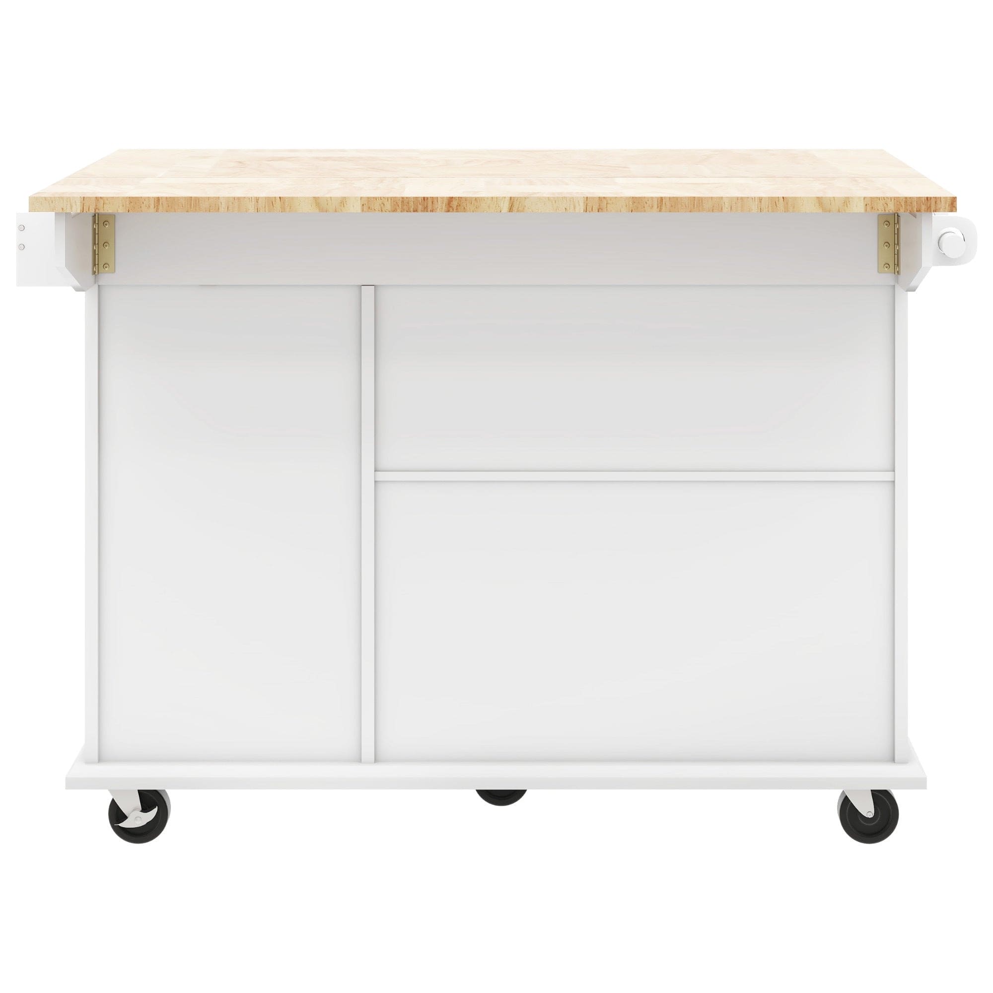 Kitchen Island with Drop Leaf, 53.9" Width Rolling Kitchen Cart on Wheels with Internal Storage Rack and 3 Tier Pull Out Cabinet Organizer, Kitchen Storage Cart with Spice Rack, Towel Rack (White)