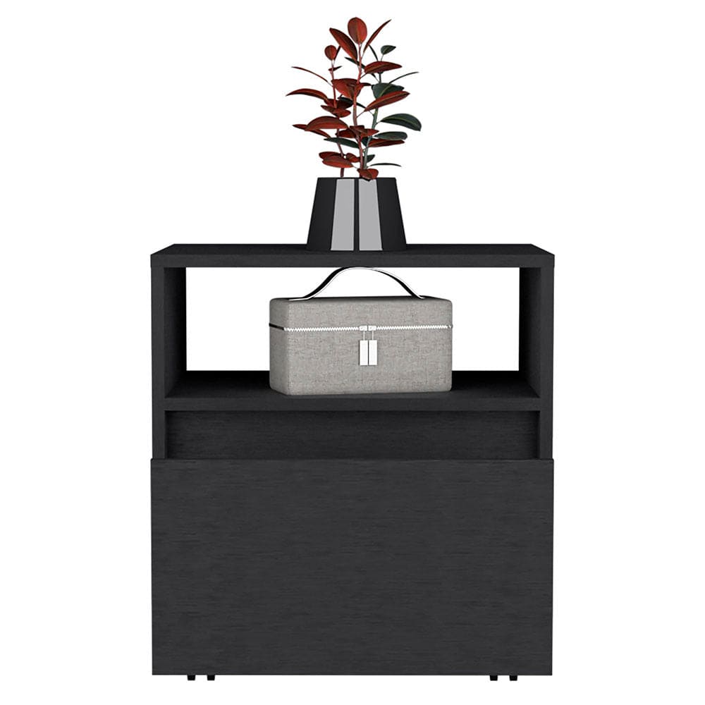 Nightstand Munyochi, One Drawer, Black Wengue Finish