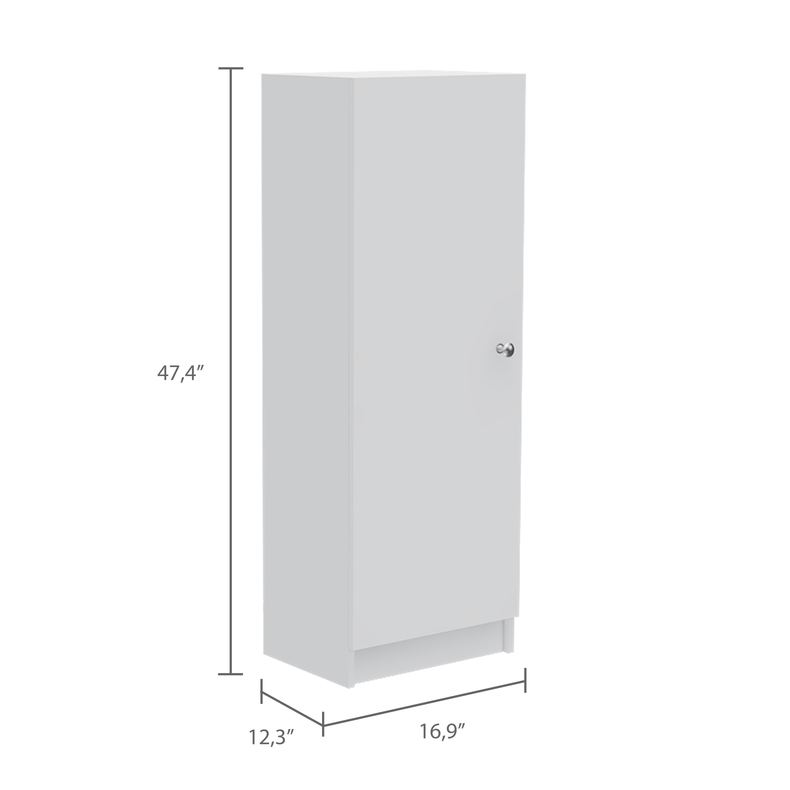 Pantry Miami, Single Door Cabinet, White Finish