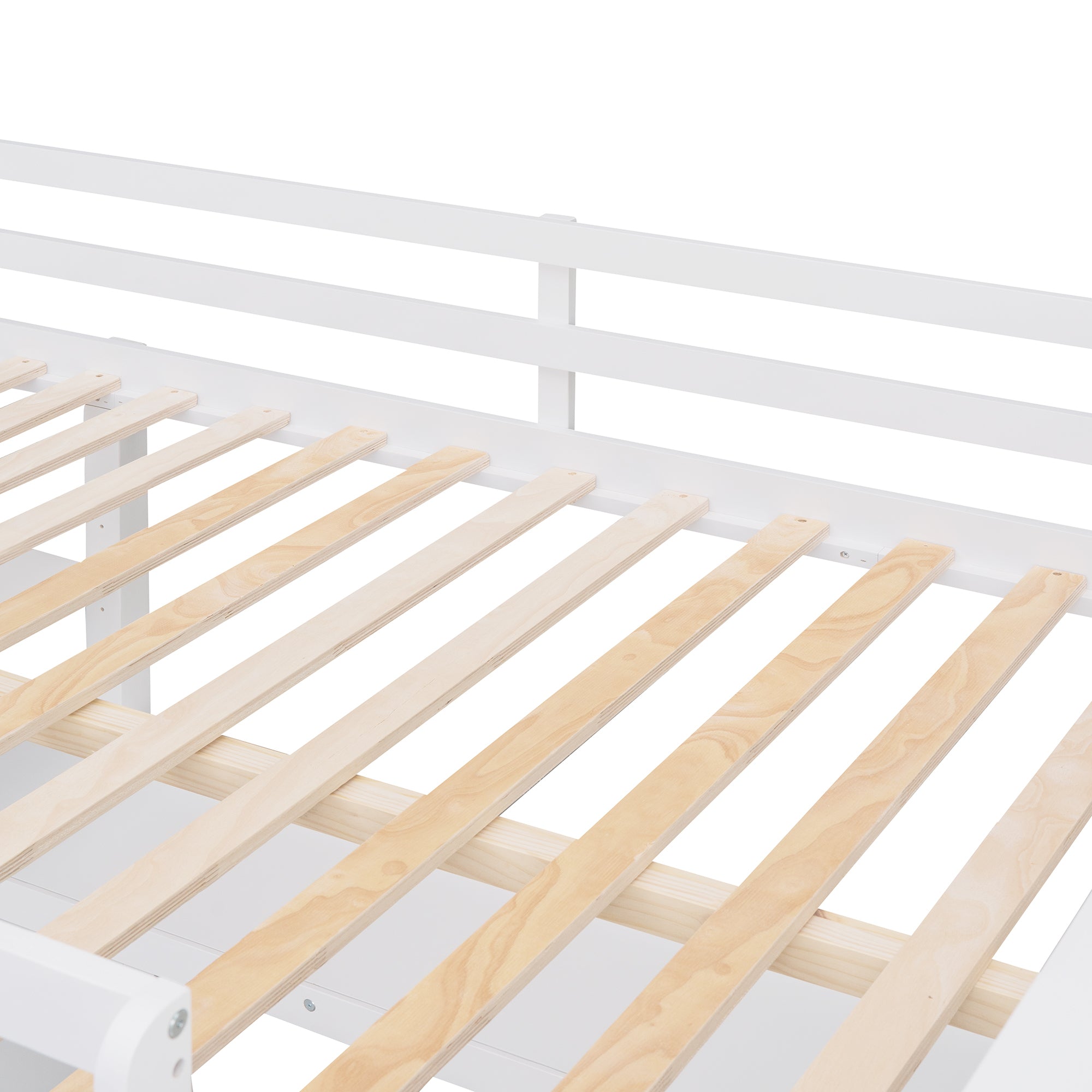 Full size Loft Bed with Drawers and Desk, Wooden Loft Bed with Shelves - White(OLD SKU:LT001529AAK)