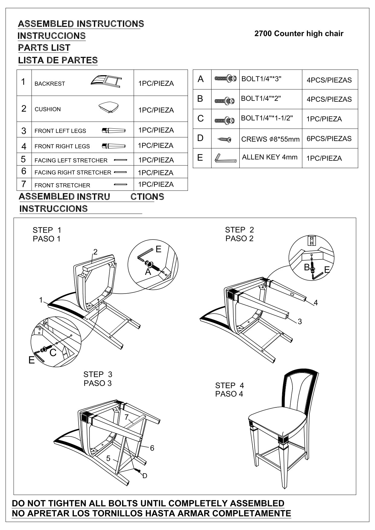 Luxury Formal Glam 2pc Set Dining Side Counter Height Chair Silver Finish Sparkling Embellishments Surround Wooden Furniture