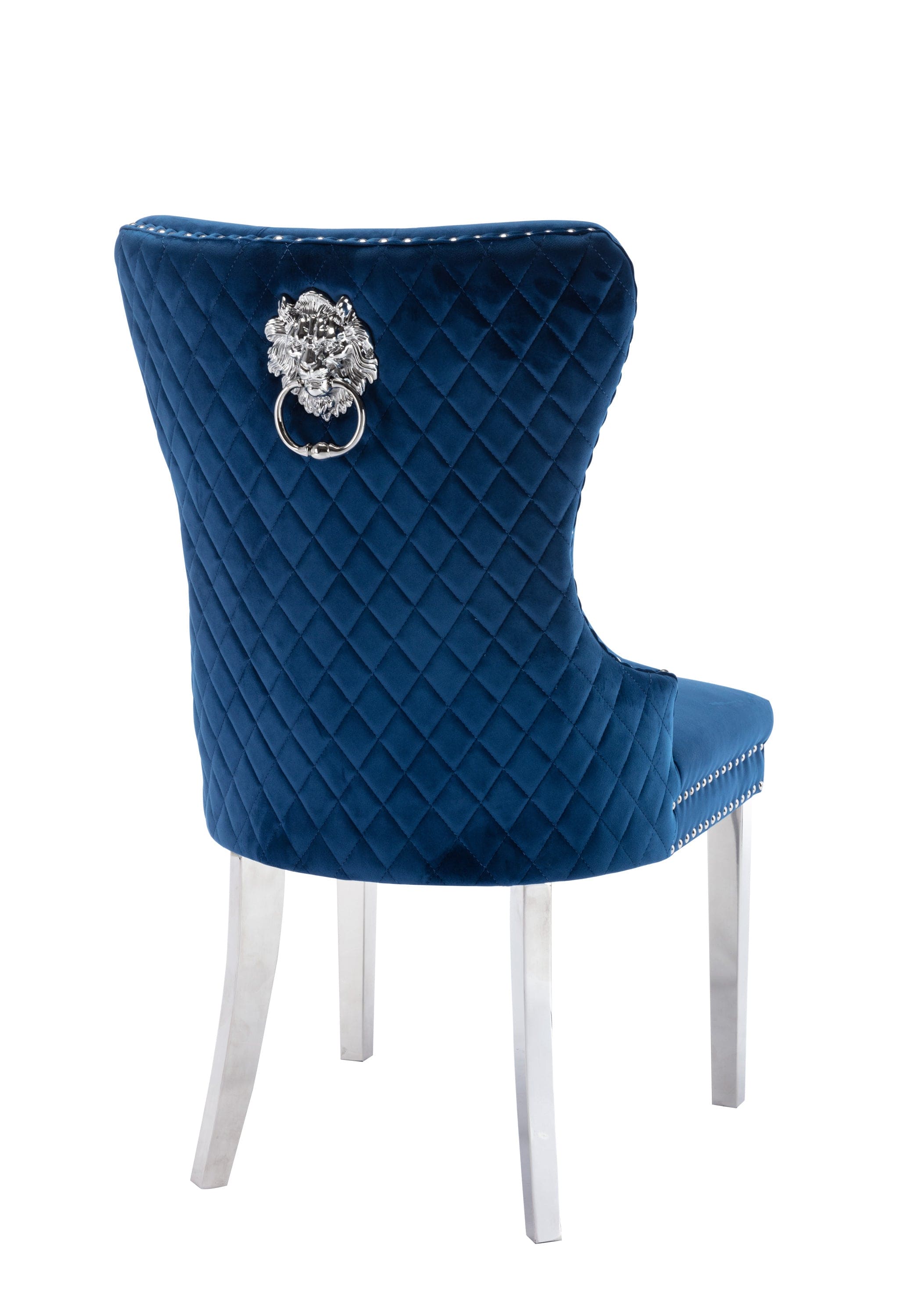 Simba Stainless Steel 2 Piece Chair Finish with Velvet Fabric in Blue