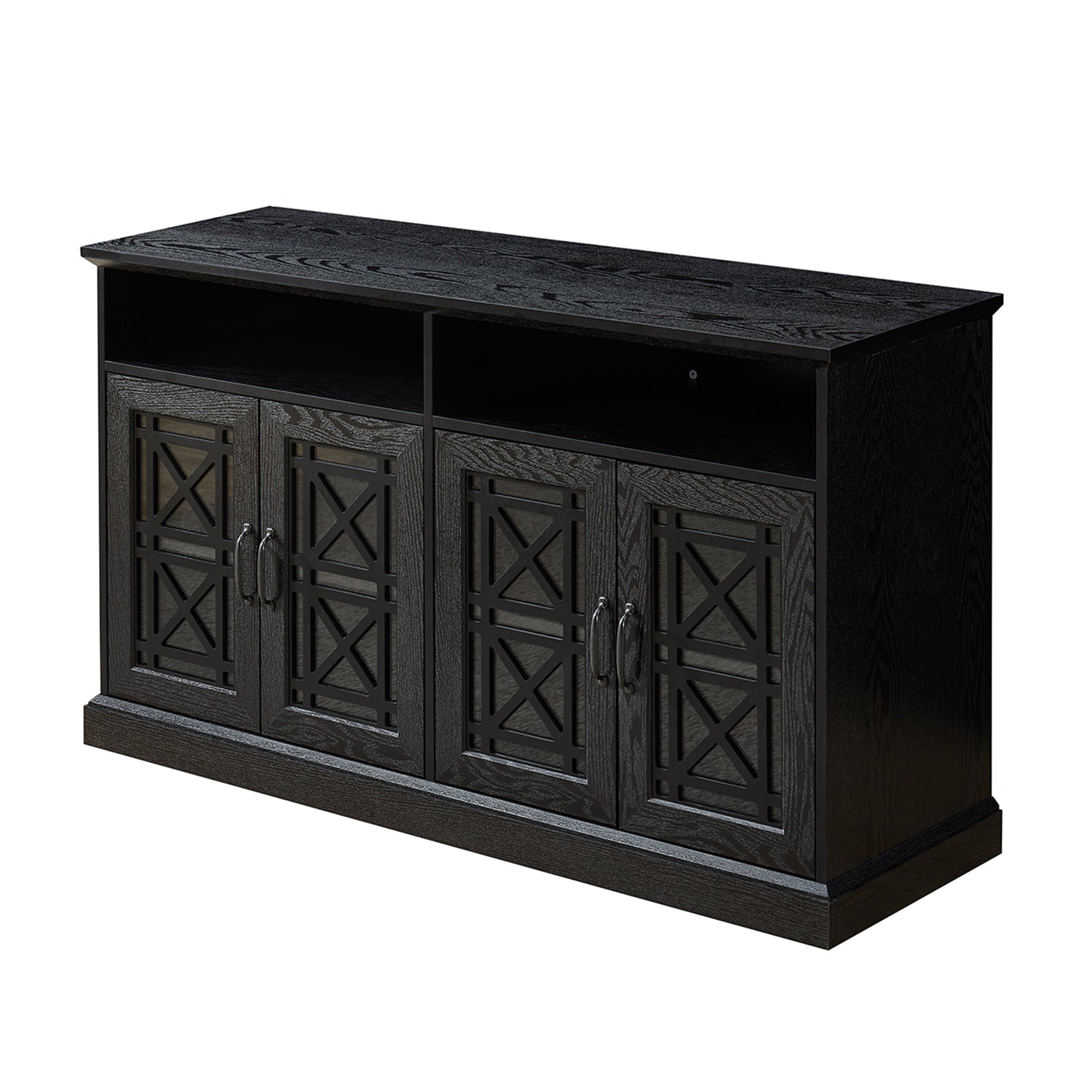 53" TV Console/Storage Buffet Cabinet/Sideboard, Black- Wood Grain Finish