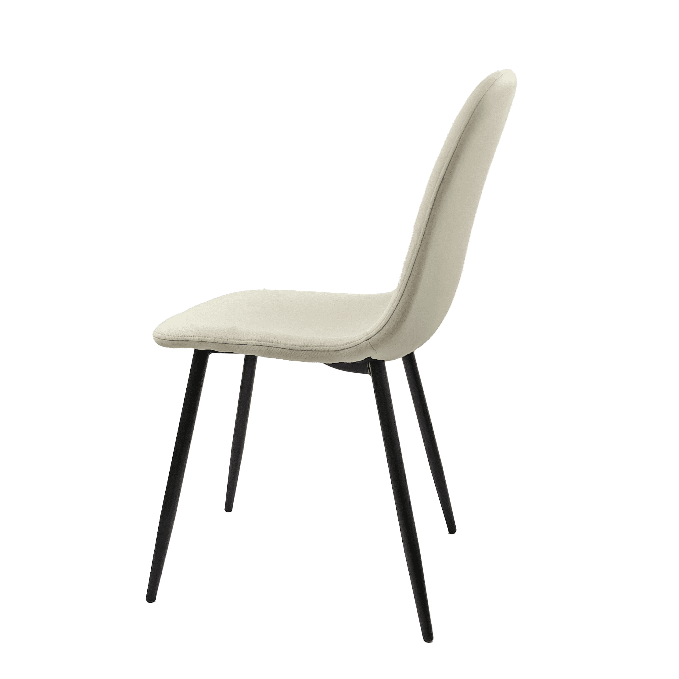 Dining Chairs Set of 4, Modern Accent Chairs with Linen Fabric Upholstered Seat, Spoon Shape Kitchen Chair with Black Metal Legs Dining Side Chairs for Dining Room Kitchen (Beige)