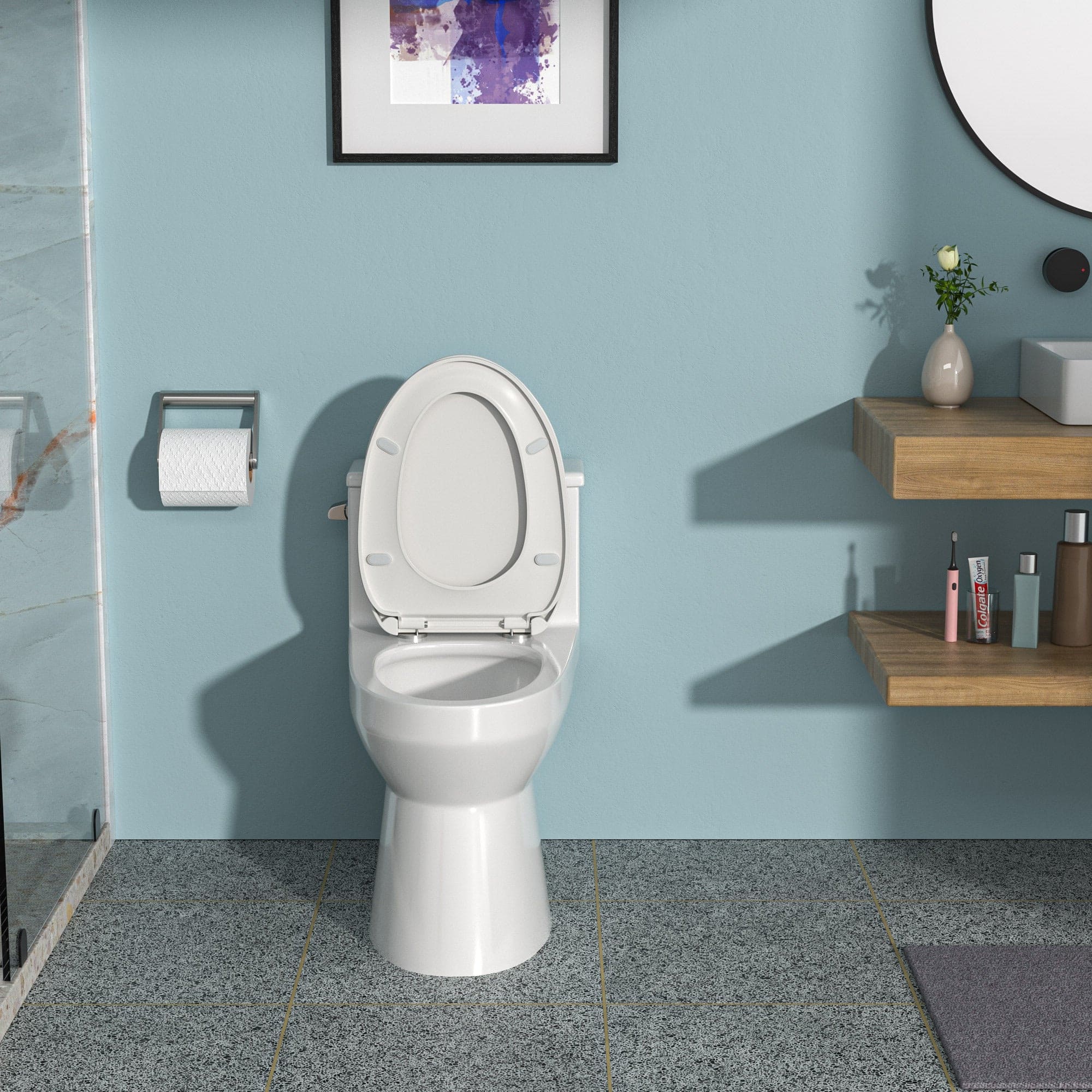 Ceramic One Piece Toilet,Single Flush with Soft Clsoing Seat