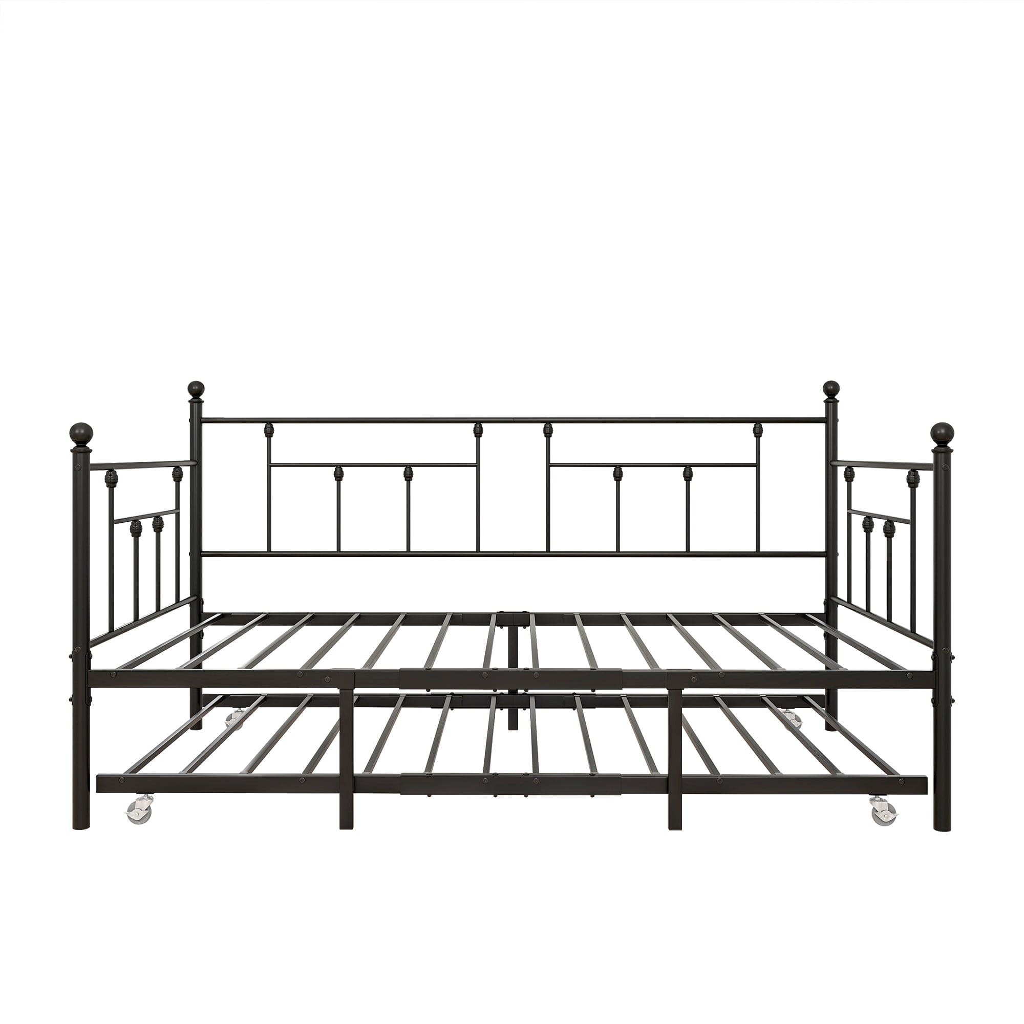 Metal Daybed Frame Twin Size Platform with trundle , No Box Spring Needed Black