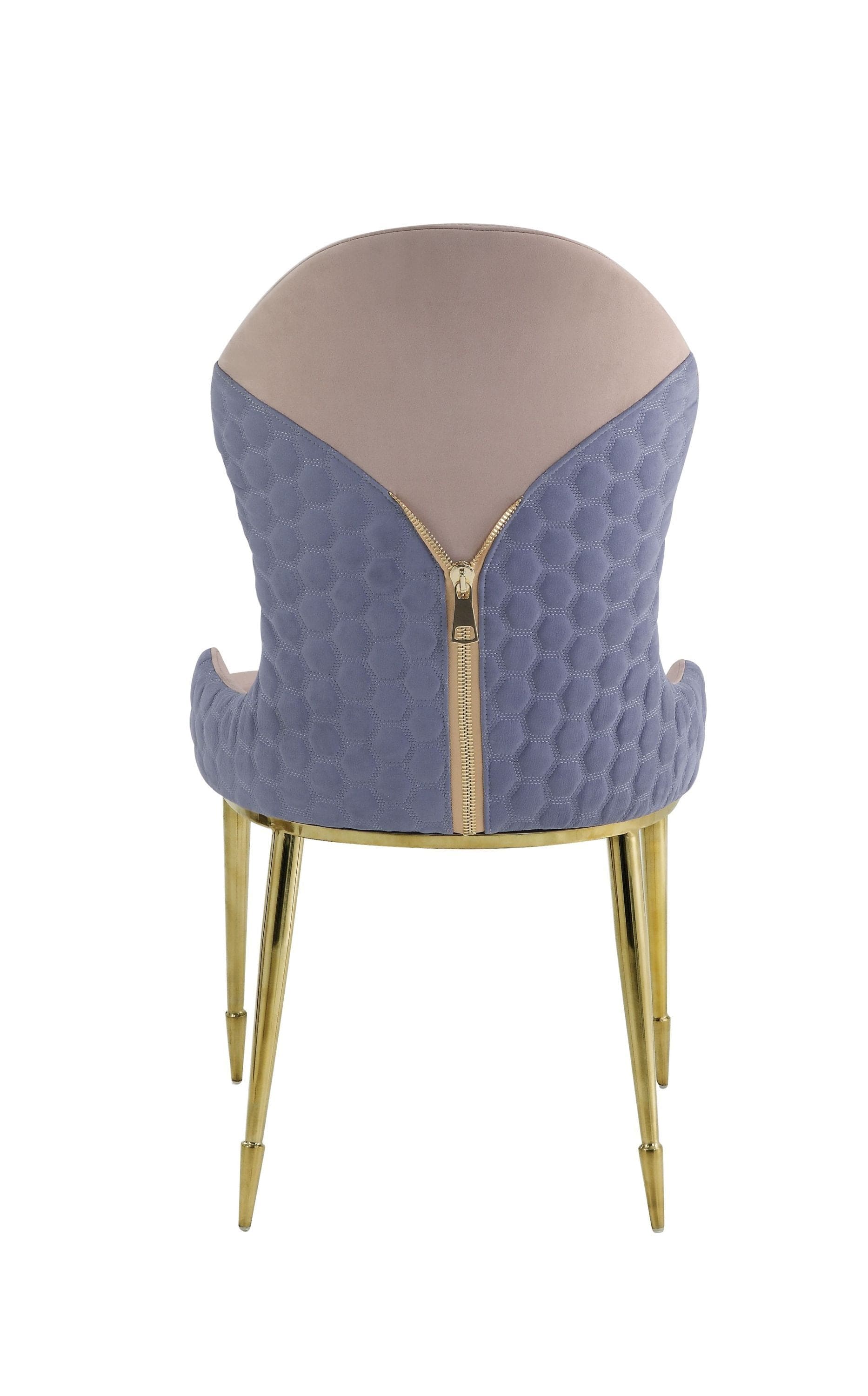 ACME Caolan Side Chair (Set-2), Tan, Lavender Fabric & Gold  72469