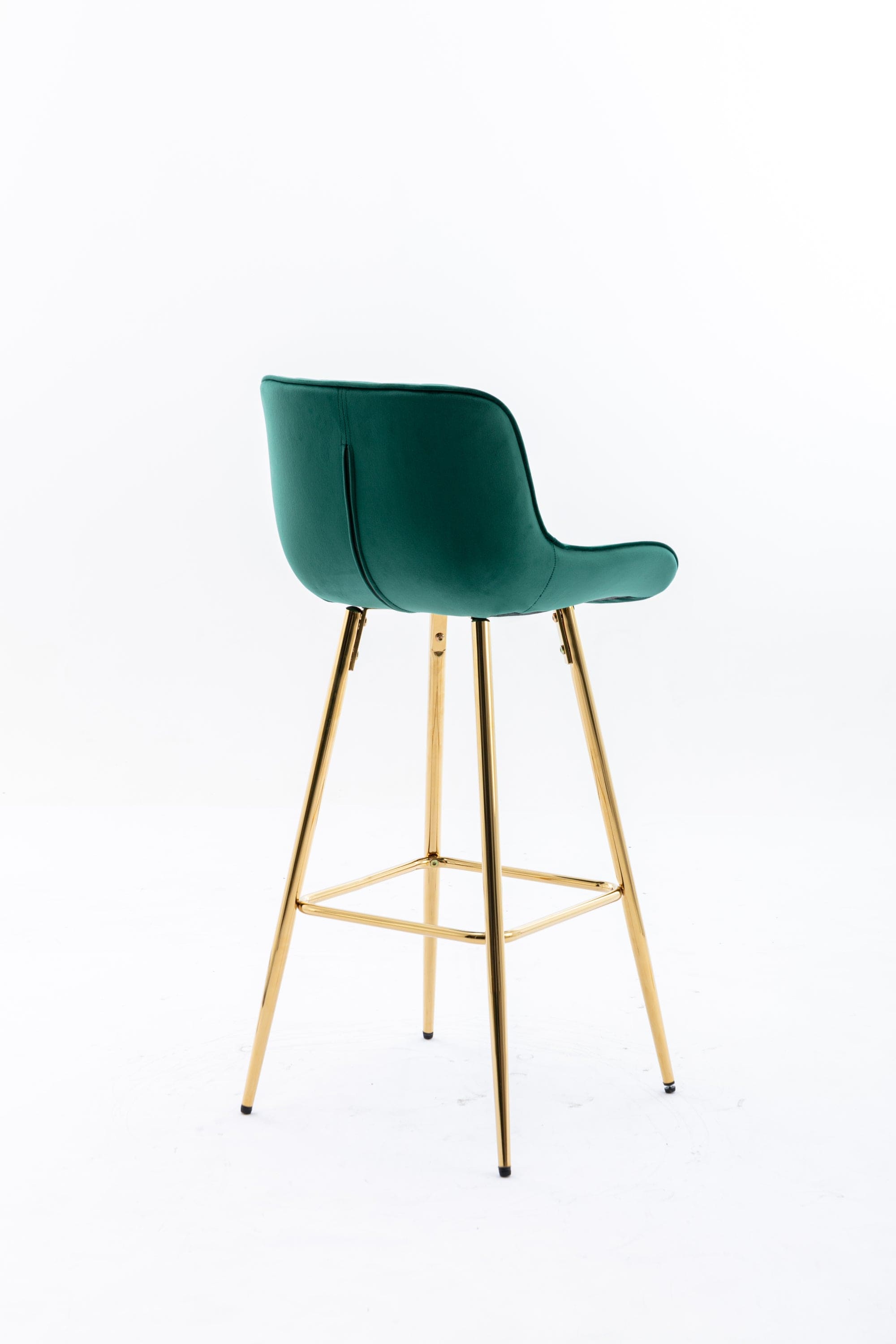 26 Inch Set of 2 Bar Stools,with Chrome Footrest Velvet Fabric Counter Stool Golden Leg Simple Bar Stool,GREEN