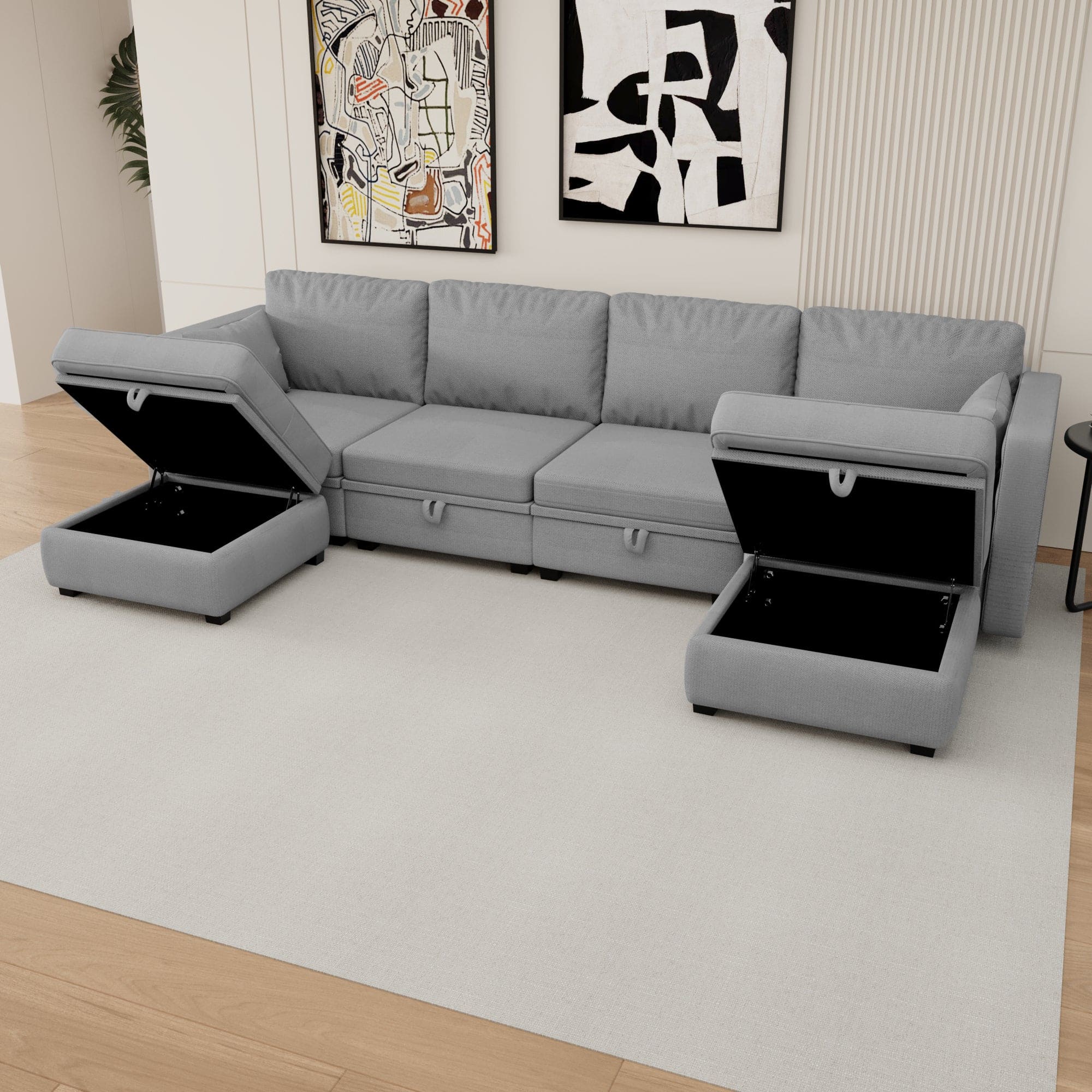 UNITED WE WIN Modular Sectional Sofa U Shaped Modular Couch with Reversible Chaise Modular Sofa Sectional Couch with Storage Seats