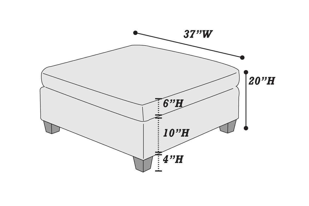 Modular Living Room Furniture Ottoman Ash Chenille Fabric 1pc Cushion Ottoman Couch Exposed Wooden base