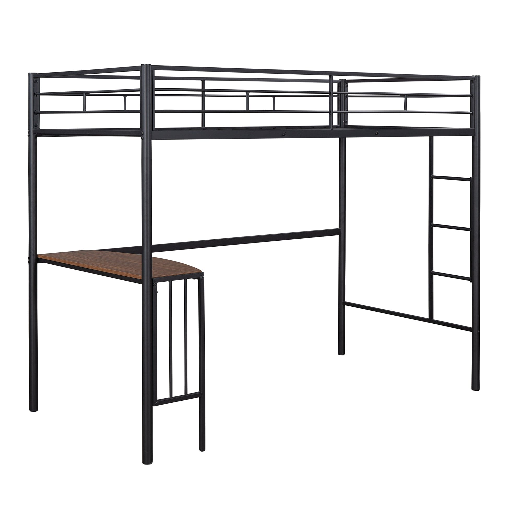 Twin Metal Bunk Bed with Desk, Ladder and Guardrails, Loft Bed for Bedroom, Black(OLD SKU : MF195191AAB)