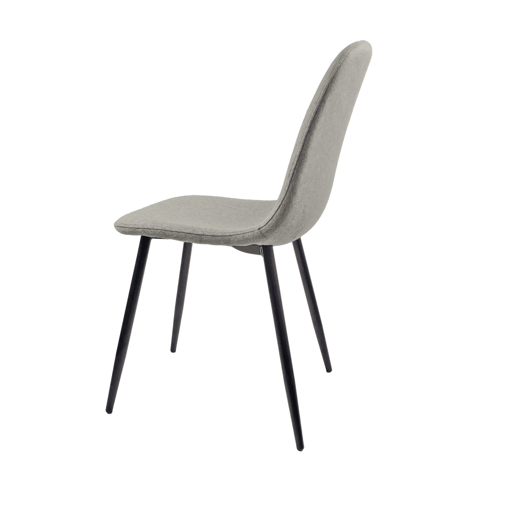 Dining Chairs Set of 4, Modern Accent Chairs with Linen Fabric Upholstered Seat, Spoon Shape Kitchen Chair with Black Metal Legs Dining Side Chairs for Dining Room Kitchen (Grey)