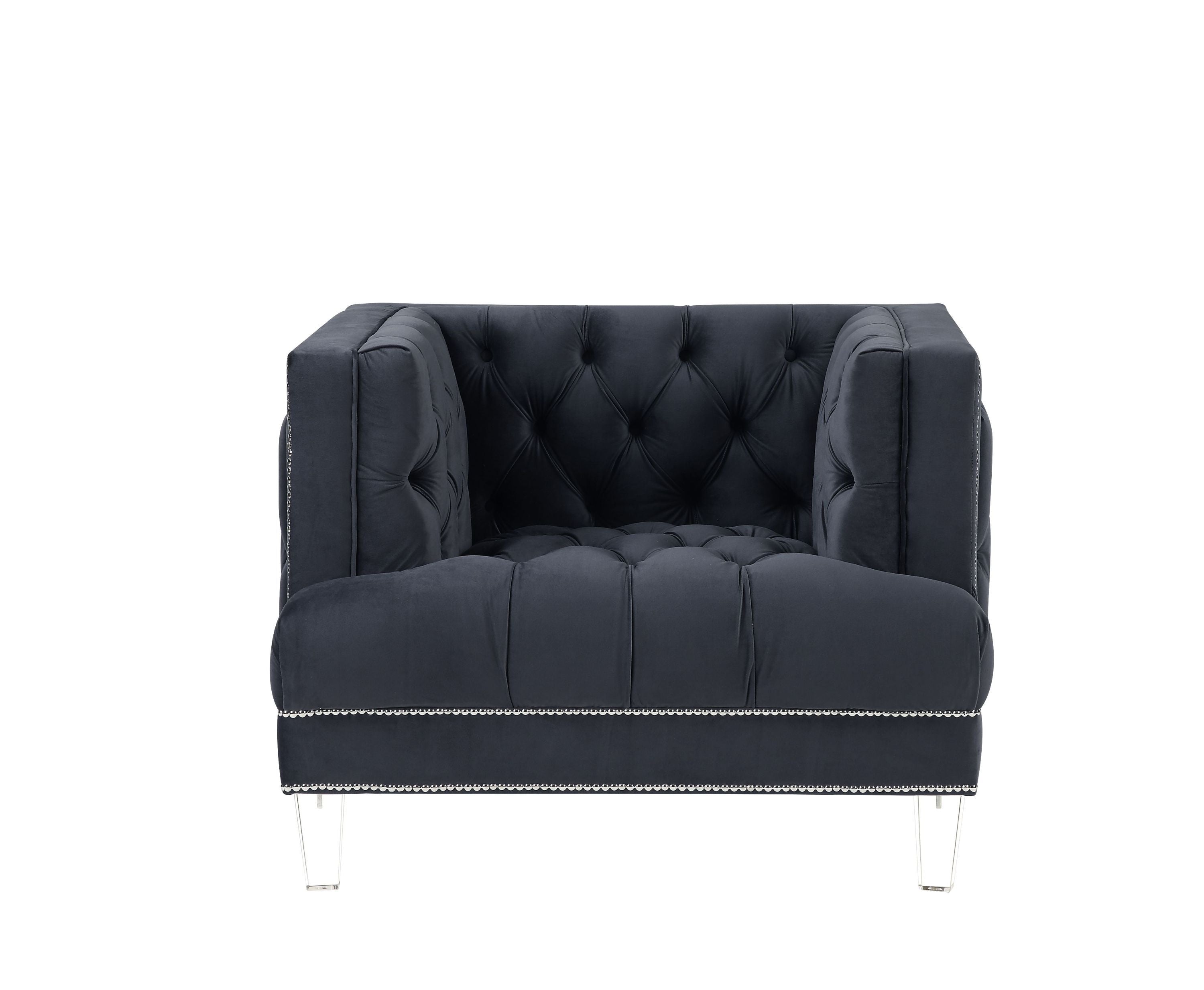 ACME Ansario Chair, Charcoal Velvet 56462