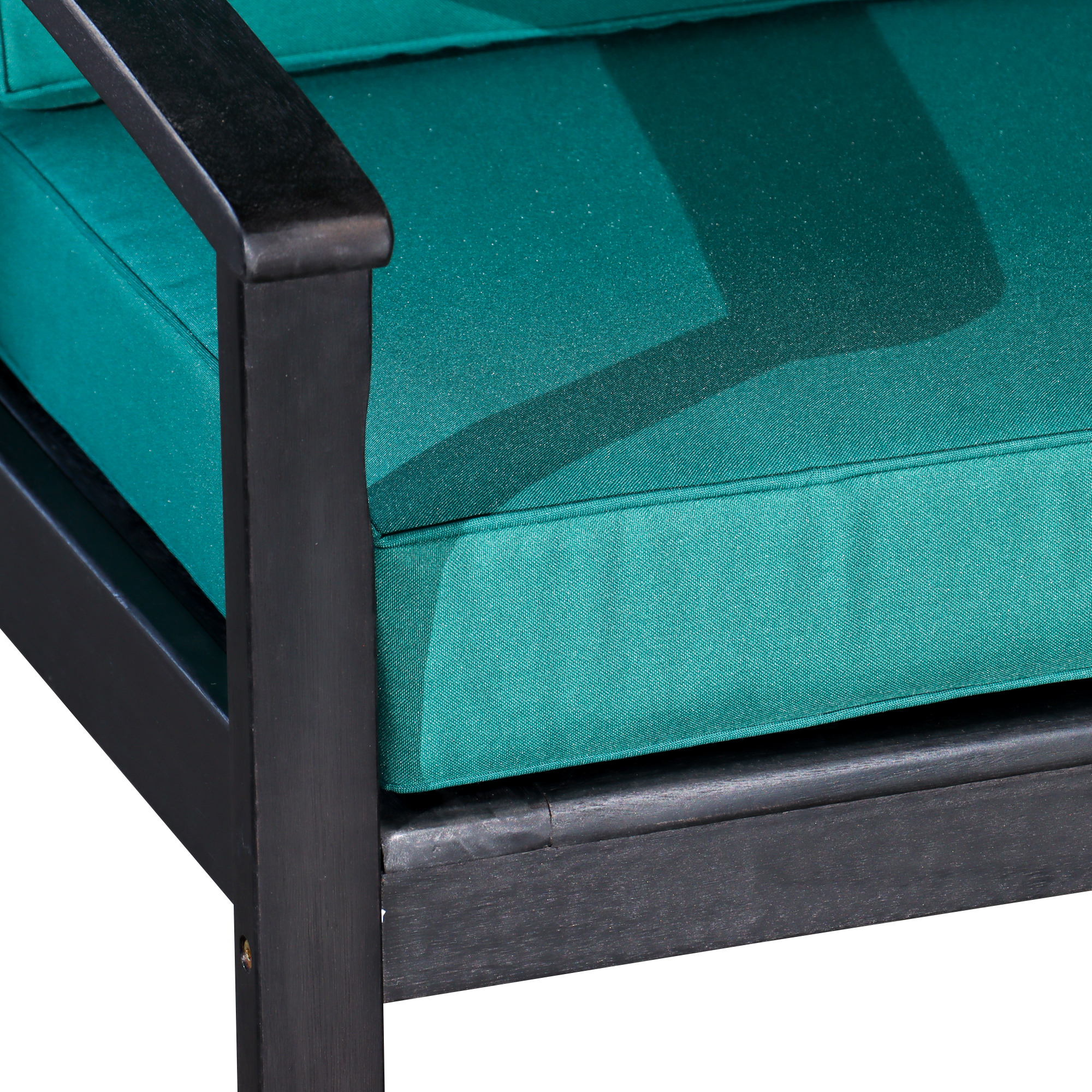 Deep Seat Eucalyptus Chair, Espresso Finish, Dark Green Cushions