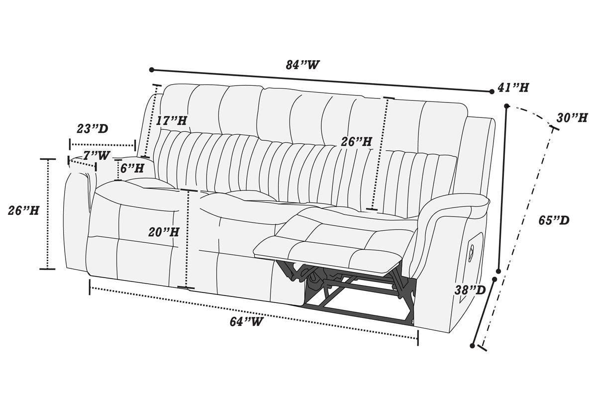 Contemporary Power Motion Sofa 1pc Couch Living Room Furniture Slate Blue Breathable Leatherette