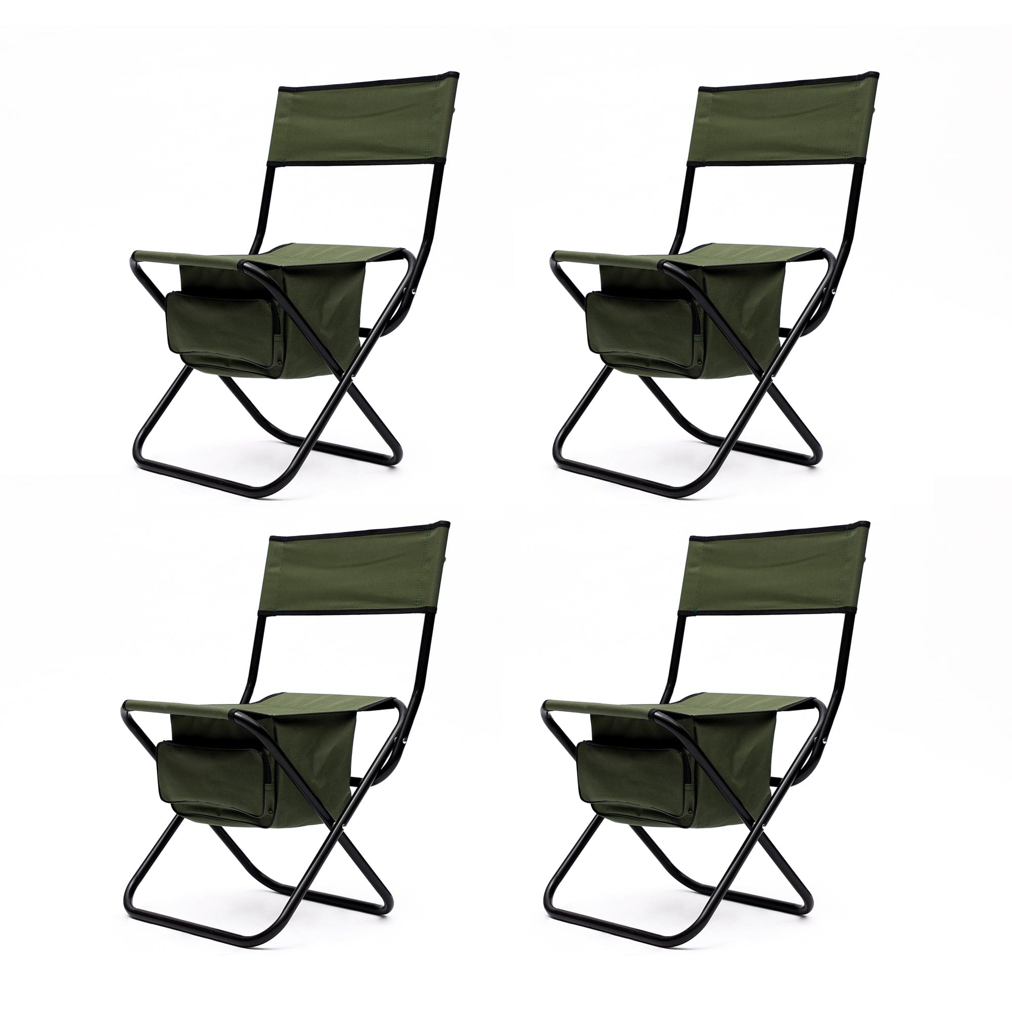 4-piece Folding Outdoor Chair with Storage Bag, Portable Chair for indoor, Outdoor Camping, Picnics and Fishing,Green